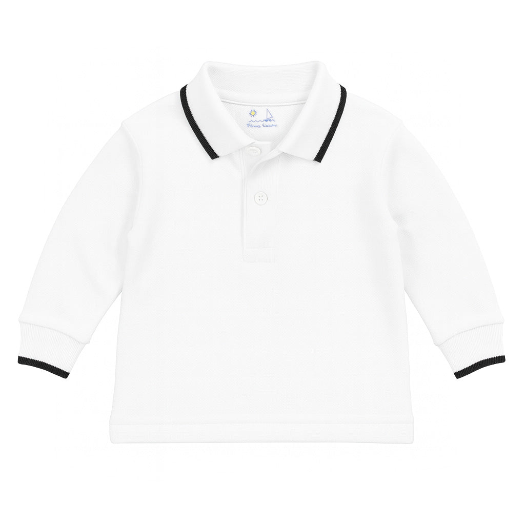 Long Sleeve Polo With Black Tipping