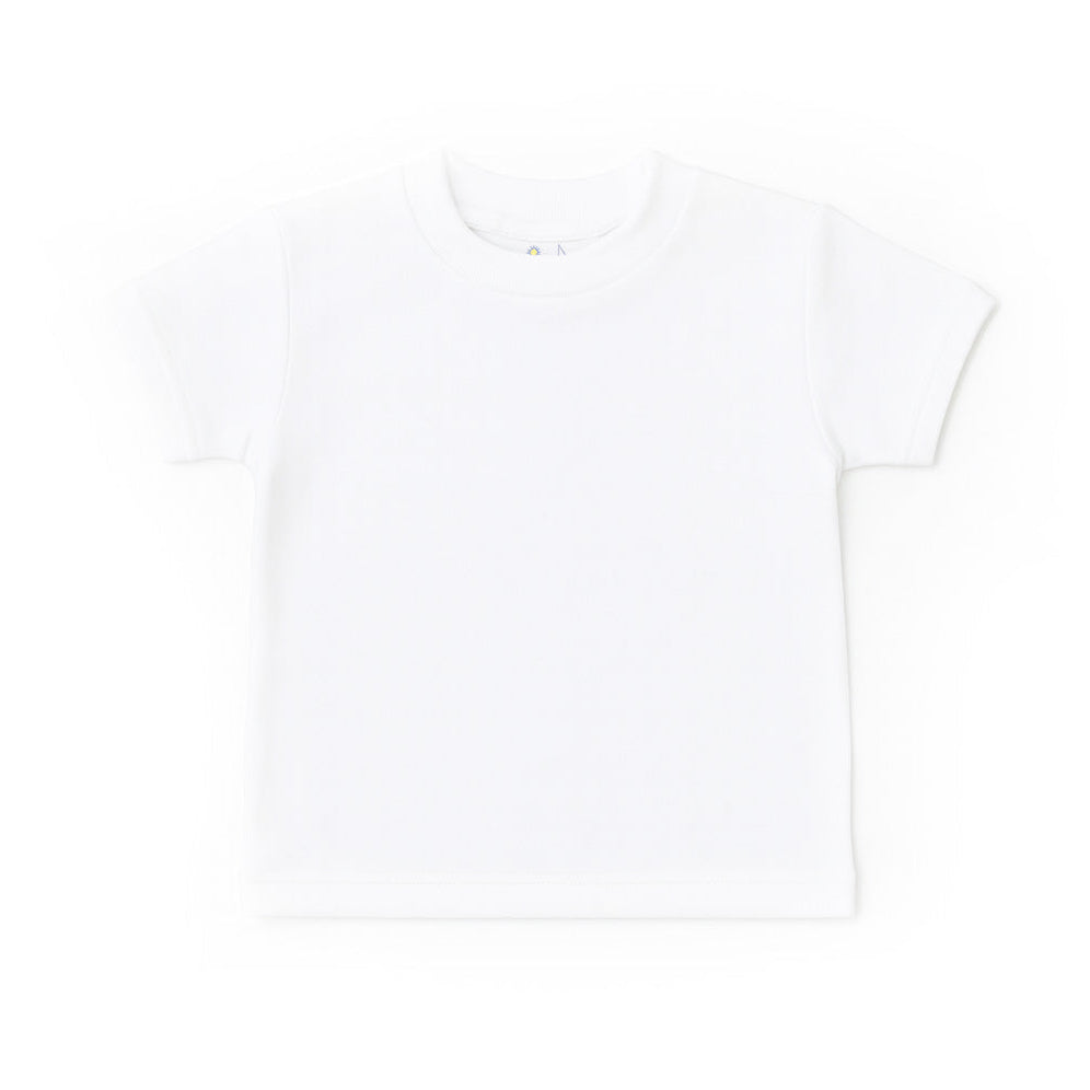 White Short Sleeve T-Shirt With Rib Trim
