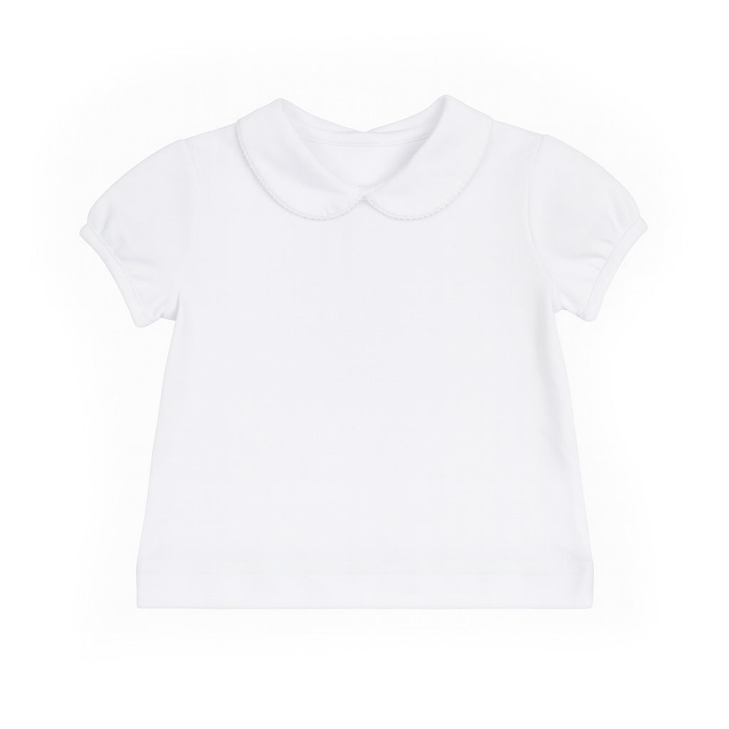 White Knit Short Sleeve Blouse