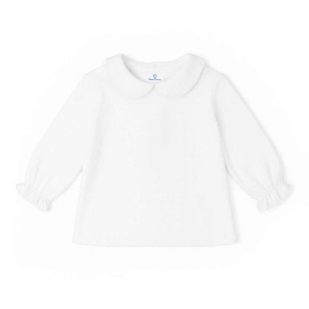 White Knit Blouse With White Picot