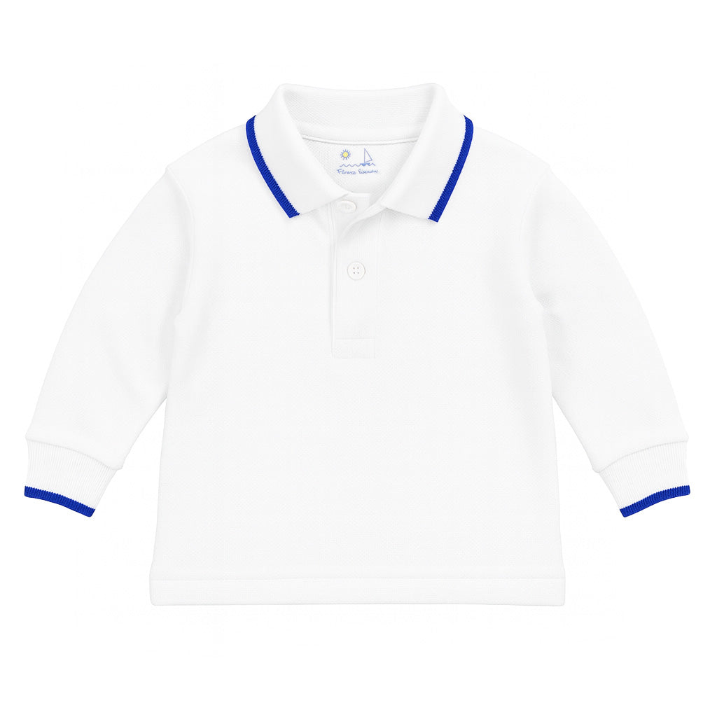 White Polo Shirt with Royal Tipping