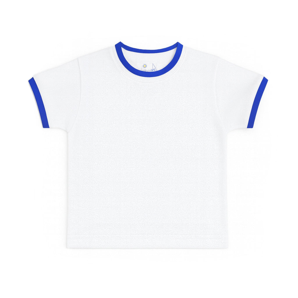 White T-Shirt With Royal Tipping