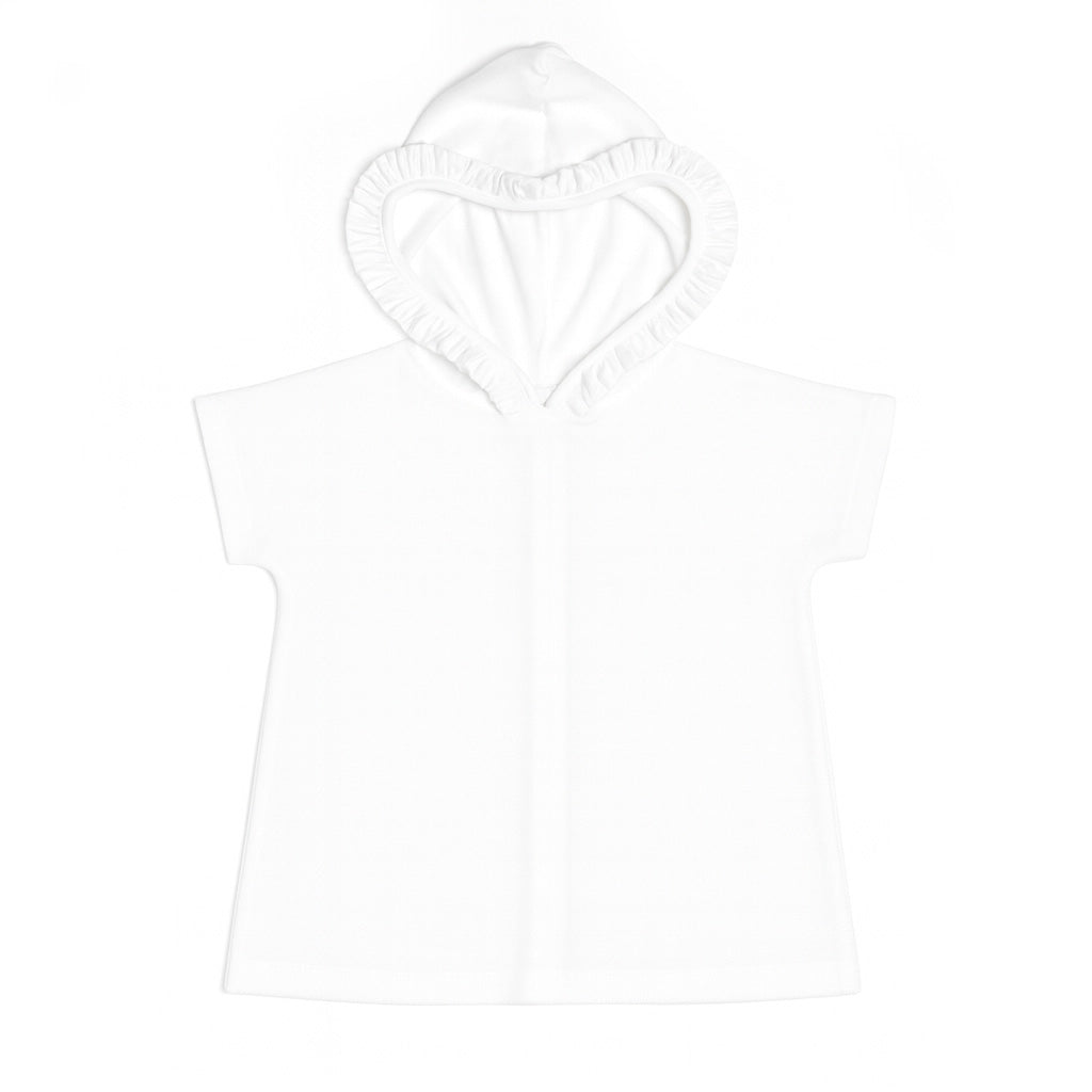 White Knitted Terry Hooded Kimono Coverup