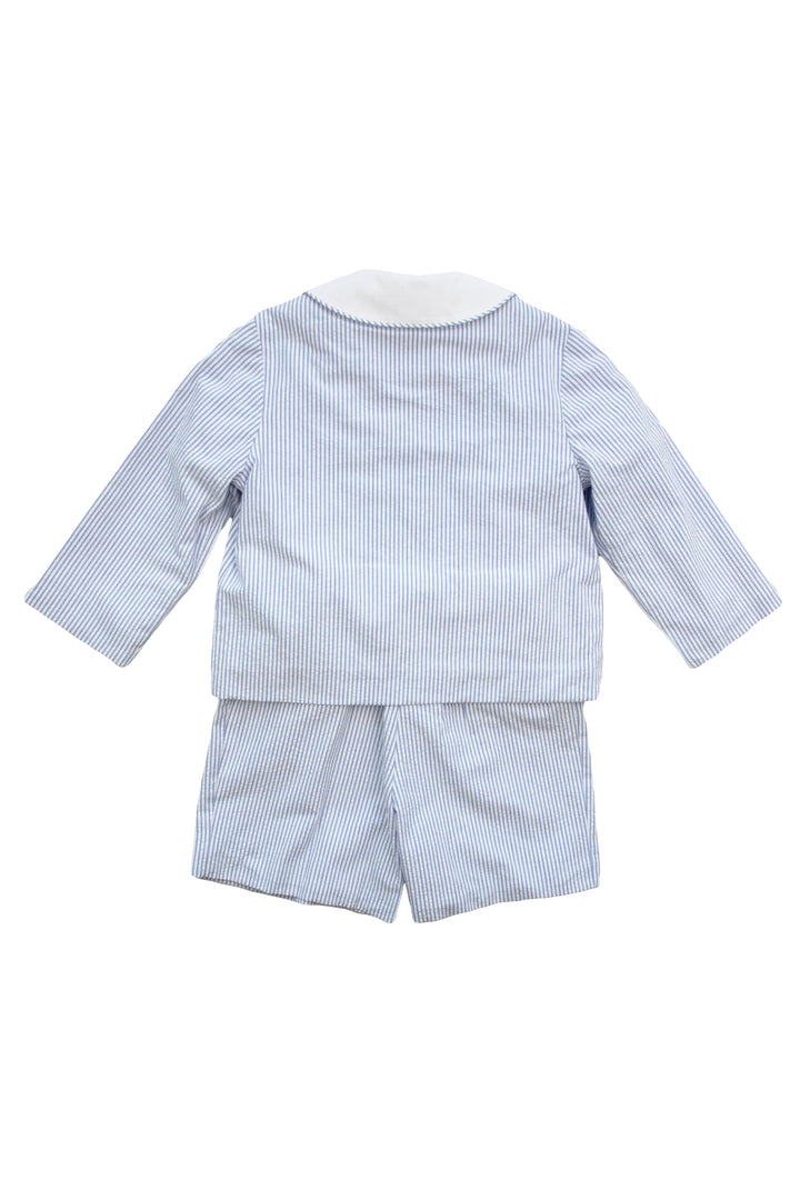 【INCHANT ME】[summer] Seersucker Two-Way Short Blouson Seersucker Jacket and Short with Woven Short Sleeve Shirt