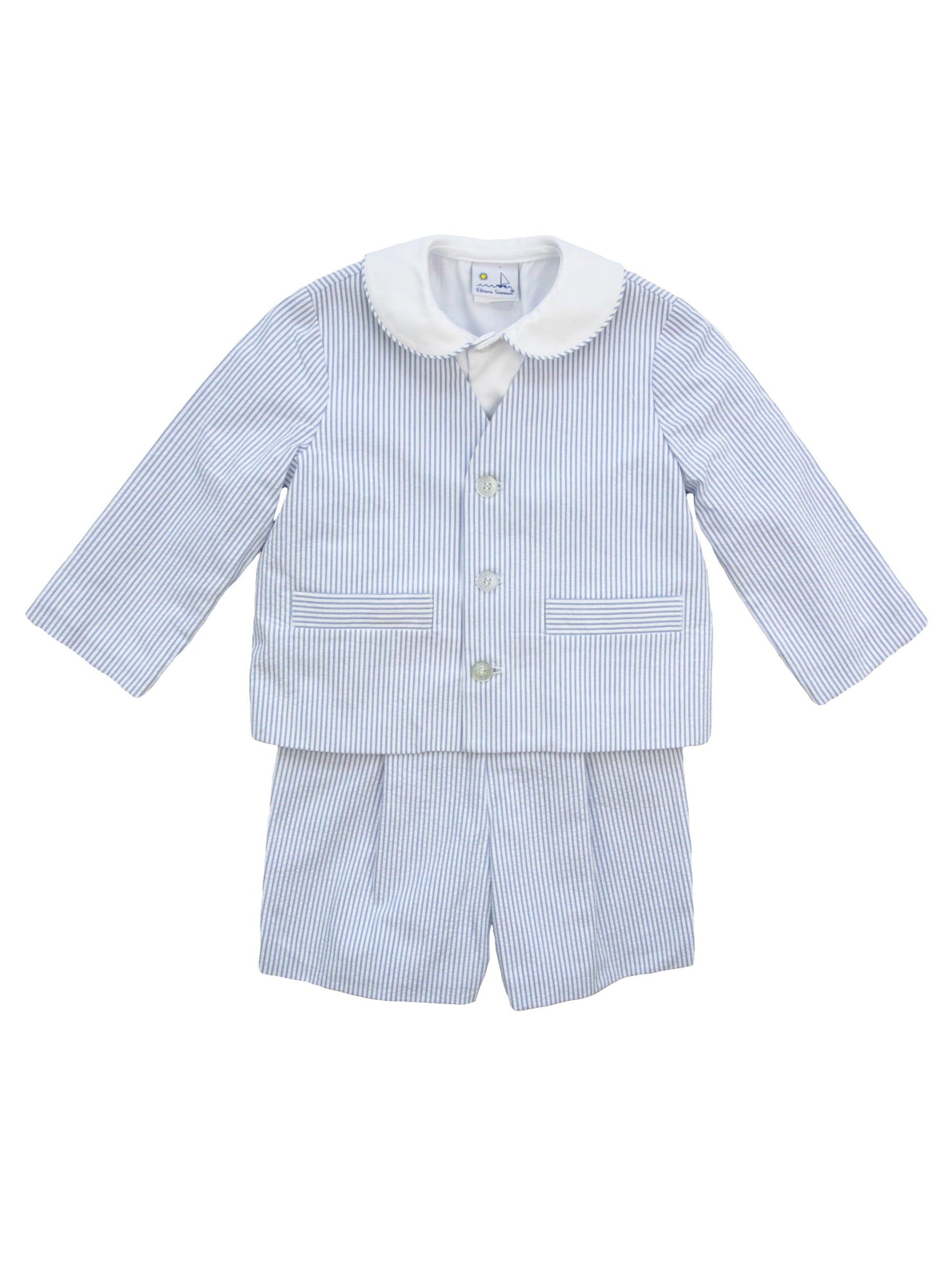 ★E.B.M★ Single two-button short-sleeved jacket EMP5WJK010 Seersucker Jacket and Short with Woven Short Sleeve Shirt