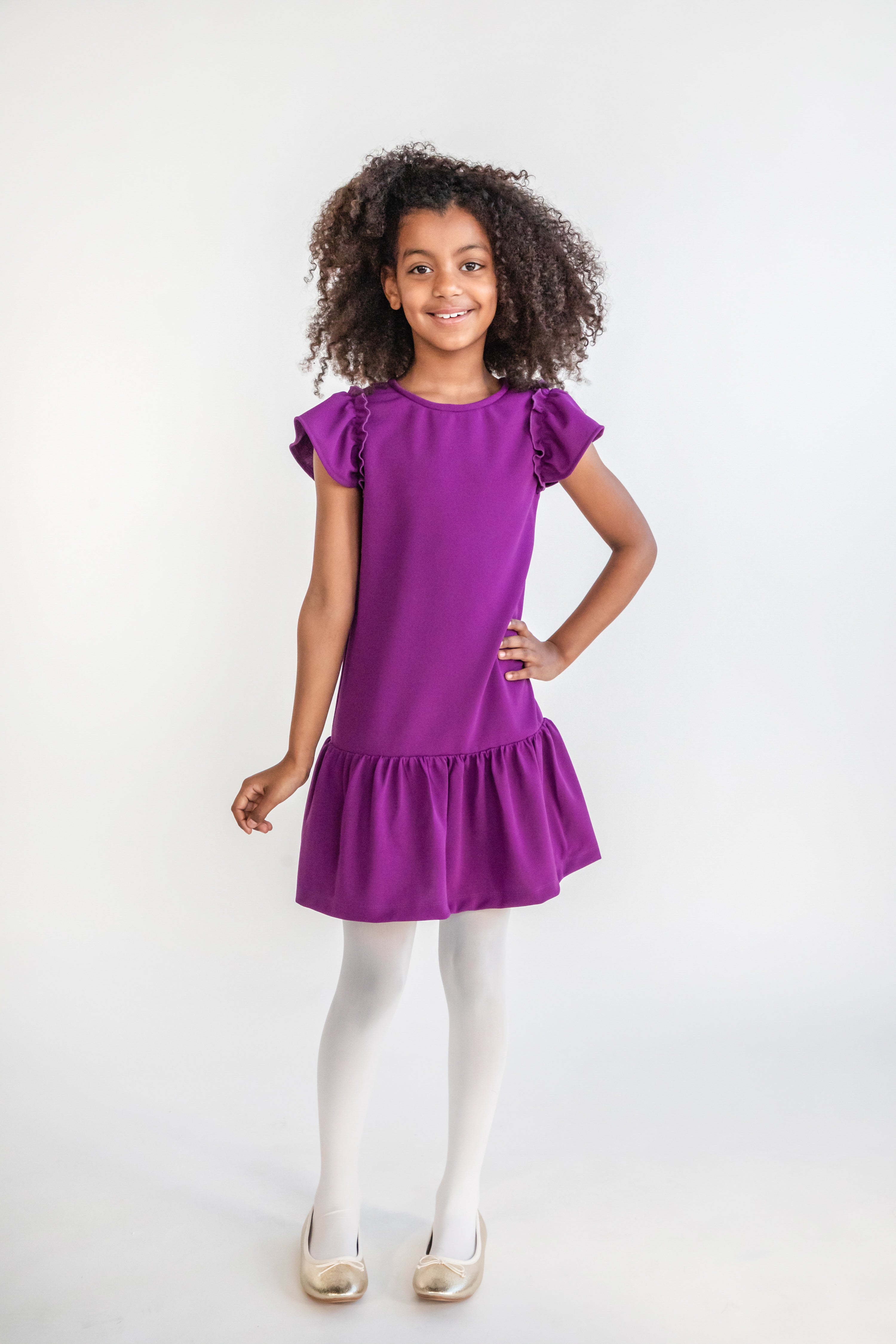 Crepe Scuba Dress With Ruffle Sleeve