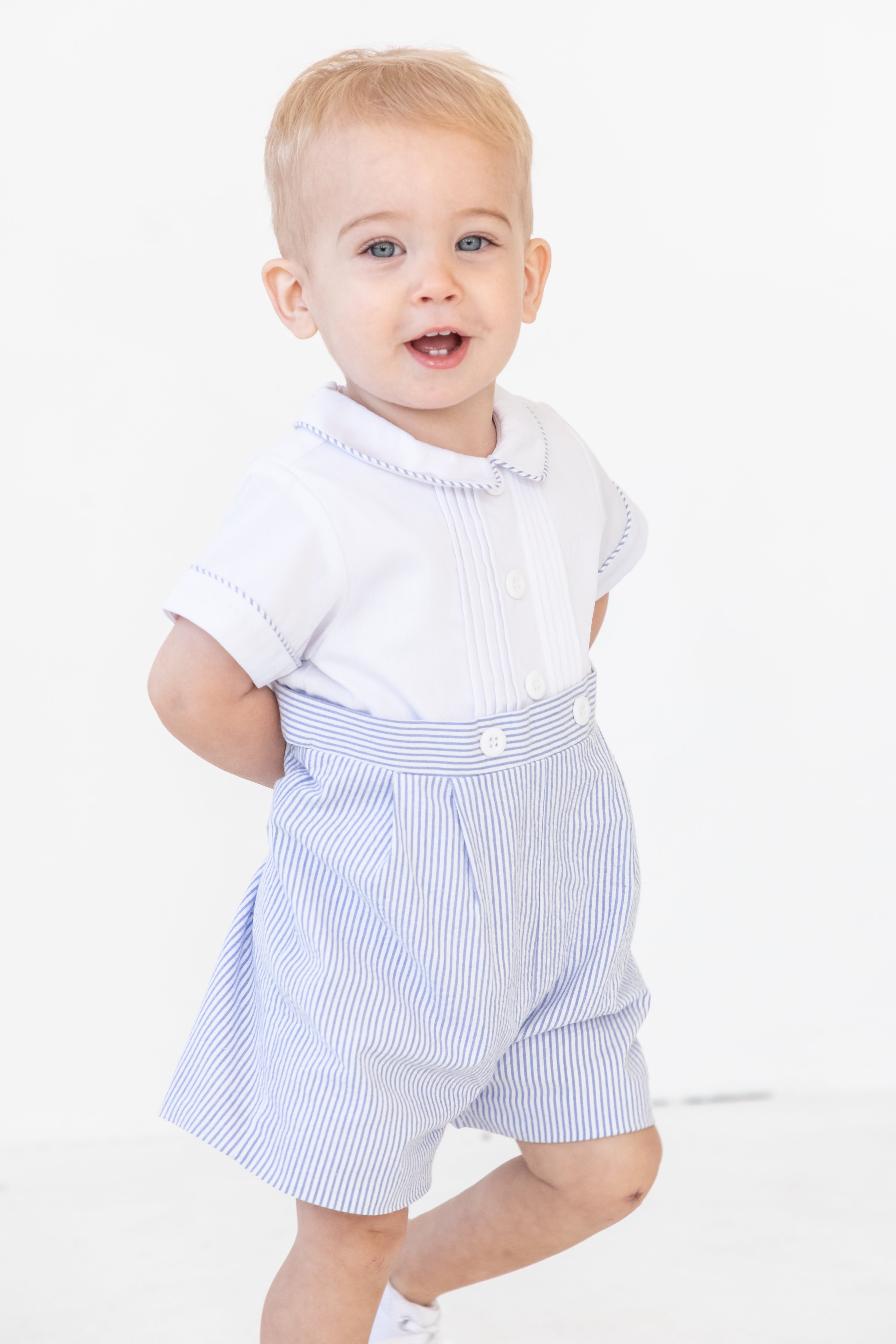 Seersucker One Piece Shortall