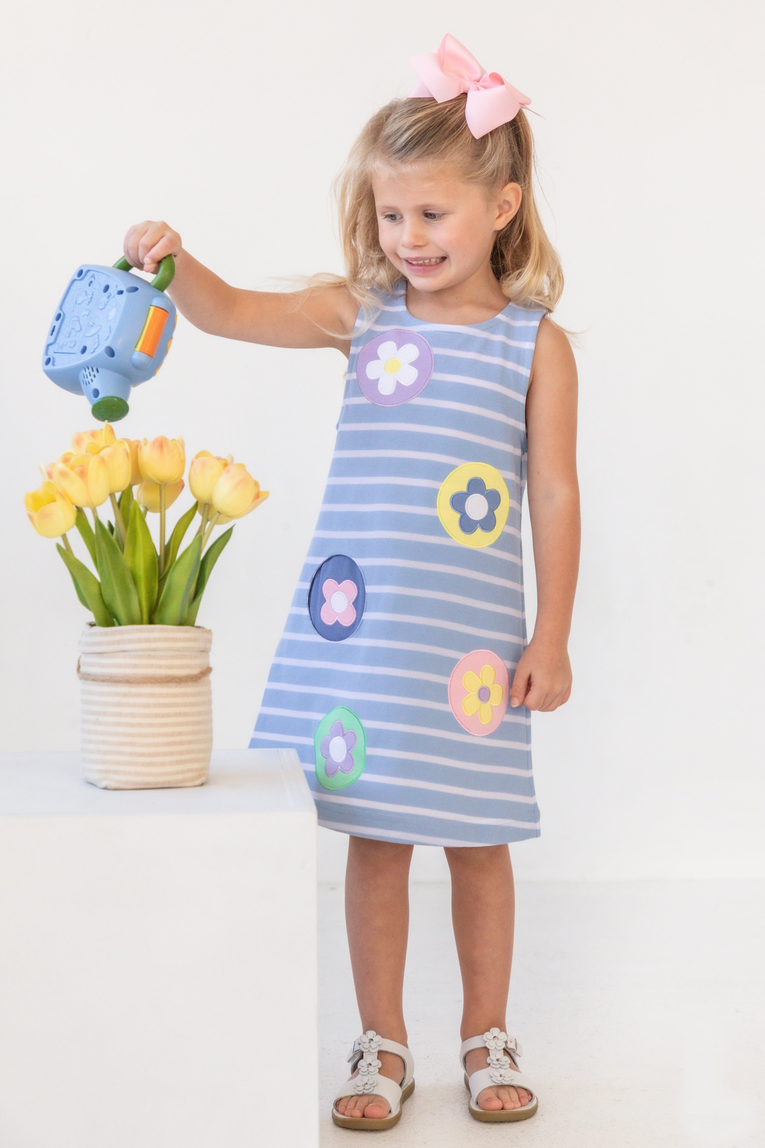 Stripe Knit Dress With Flower Dots