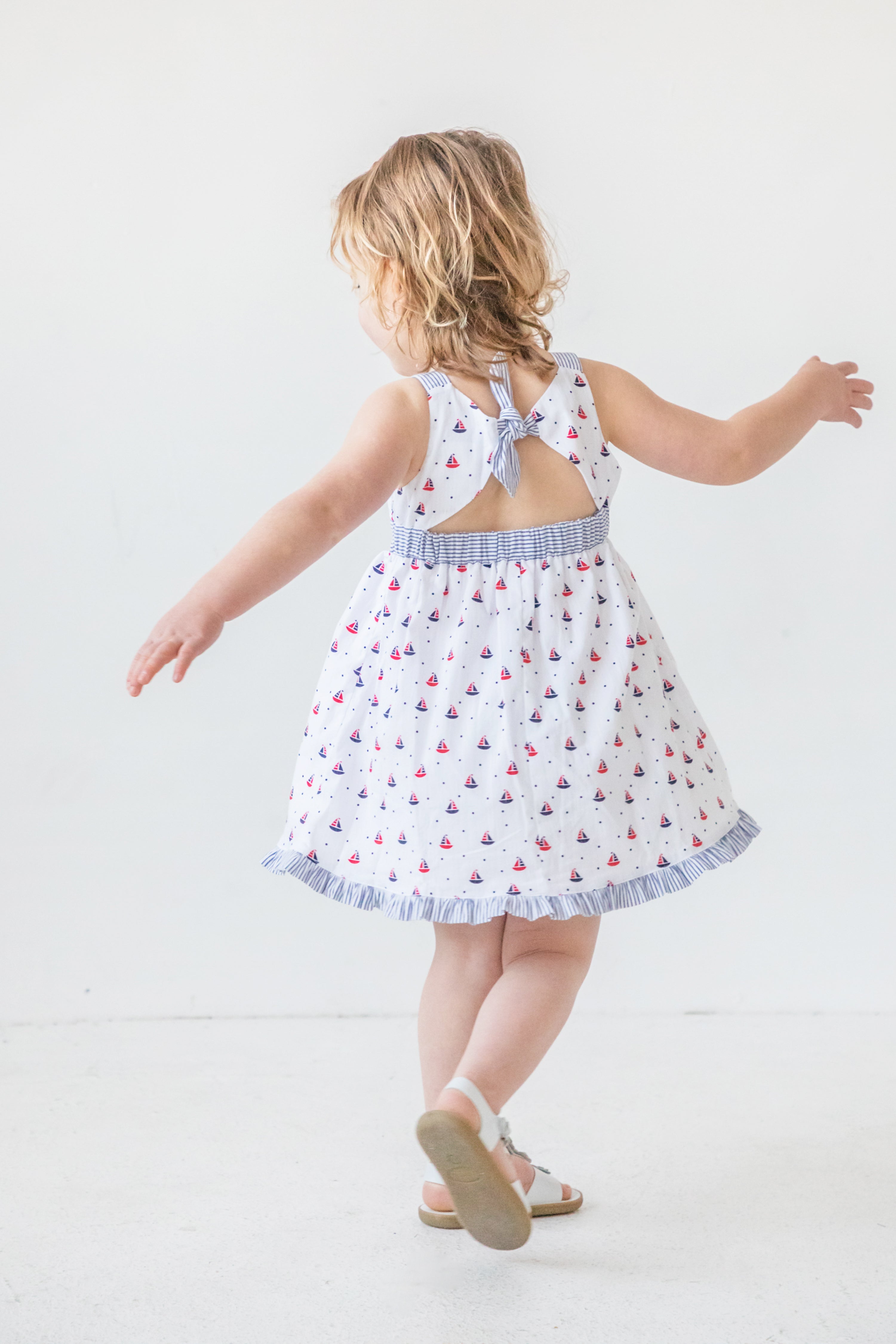 Printed Seersucker Dress With Anchor