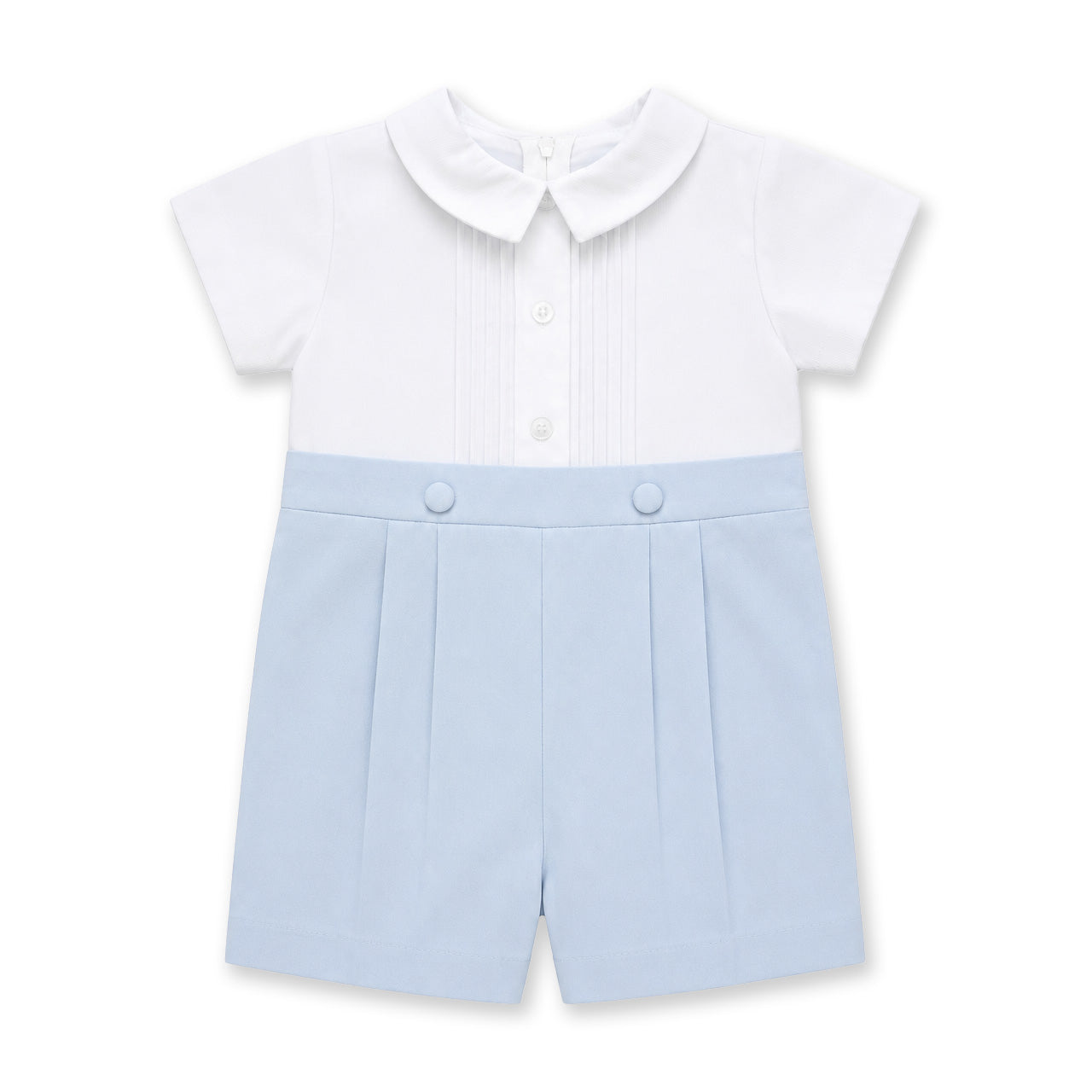 Light Blue Finewale Pique One Piece Shortall