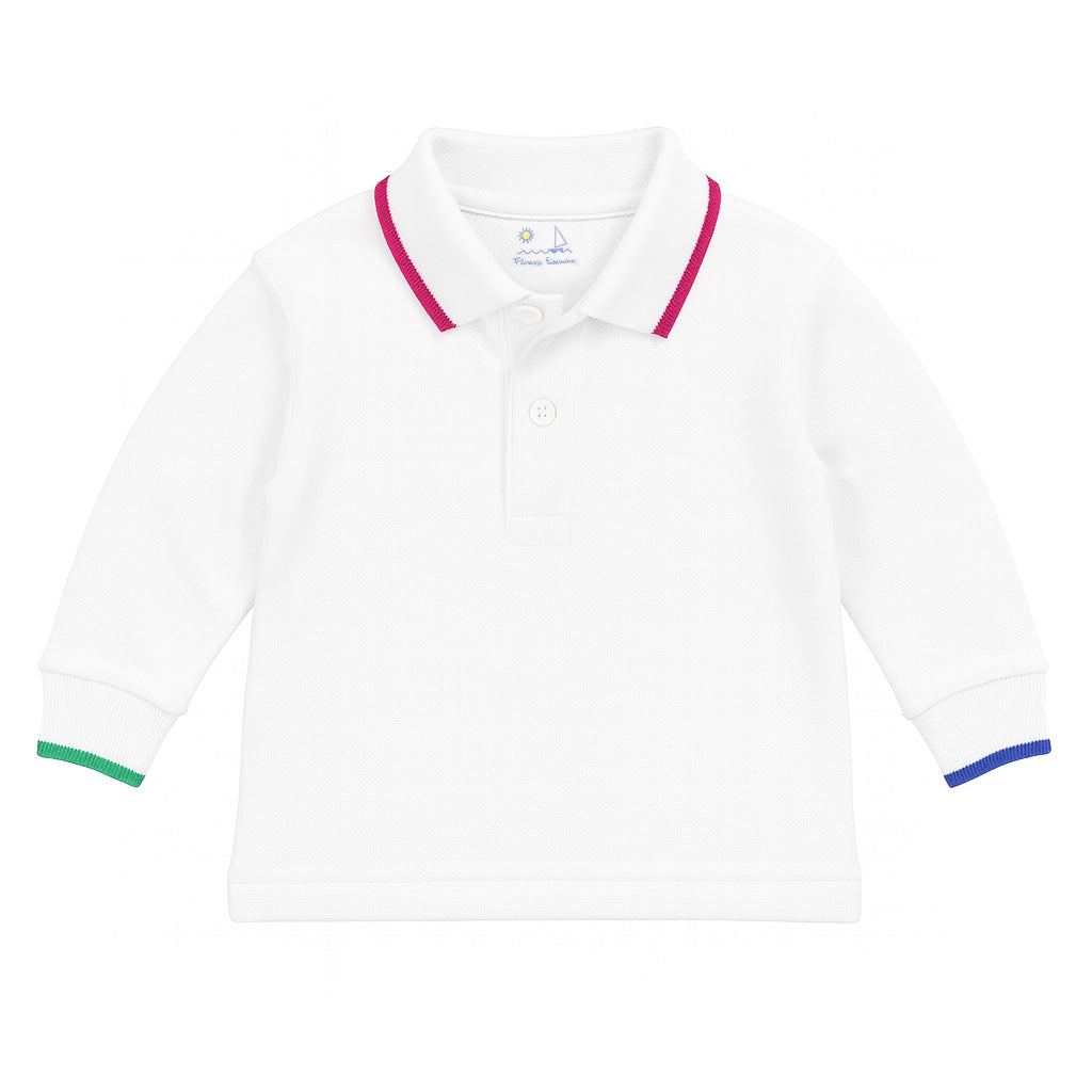 Long Sleeve Polo With Multicolor Tipping