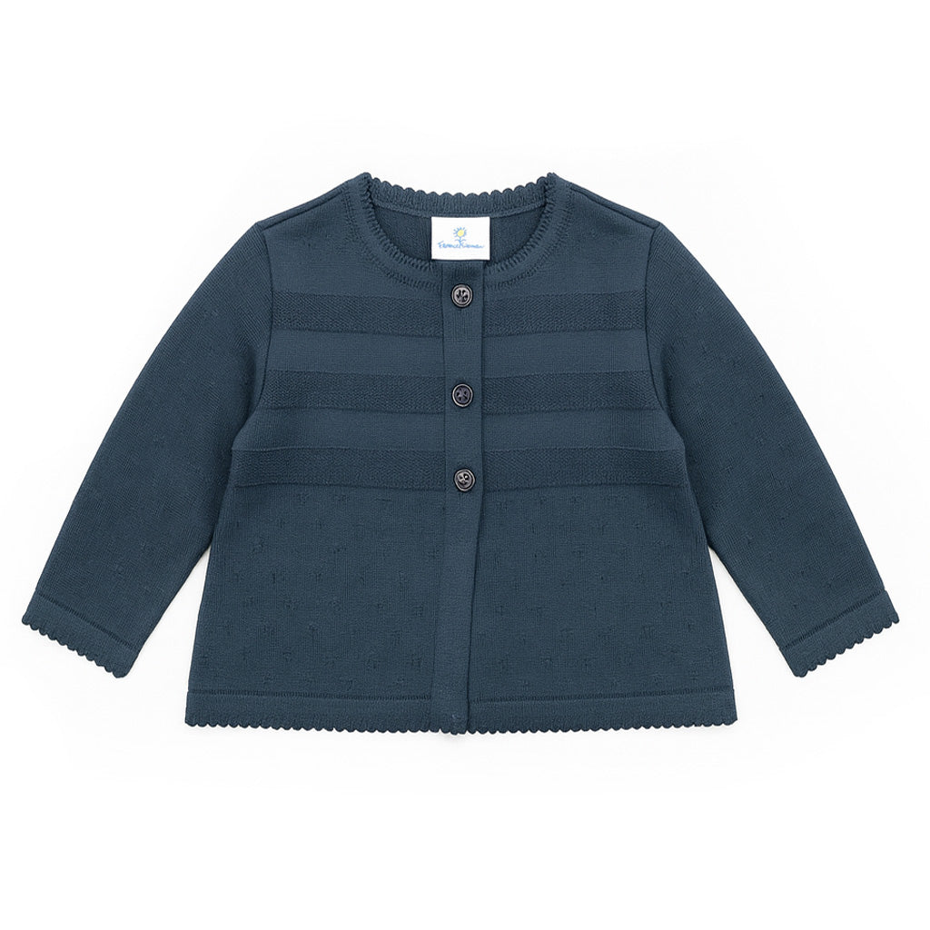 Navy Three Button Cardigan Sweater