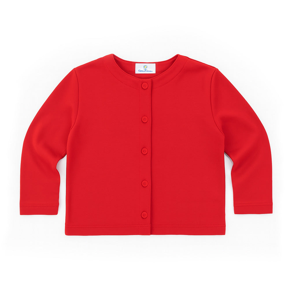 Girls Red Knit Cardigan