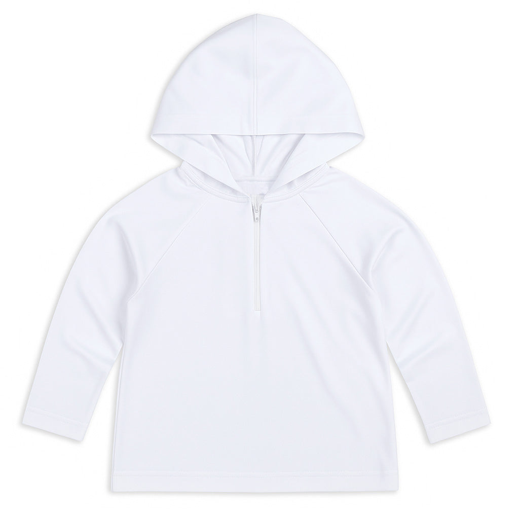 White Long Sleeve Rash Guard With Hood