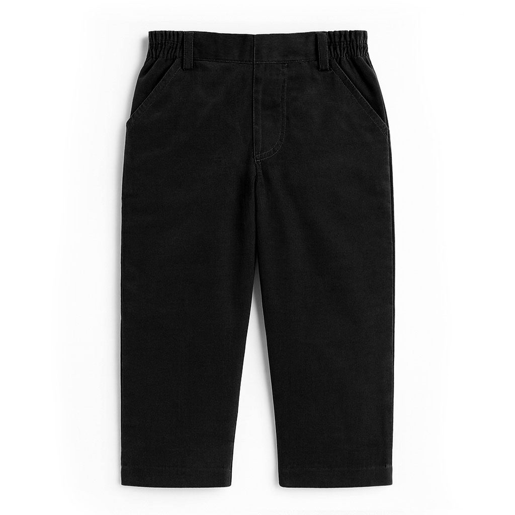 black corduroy pants on a white background