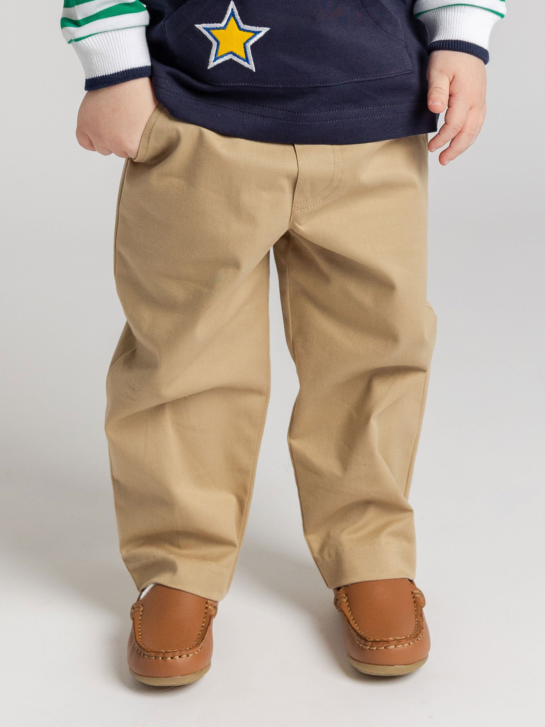 Khaki Twill Fake Fly Pants