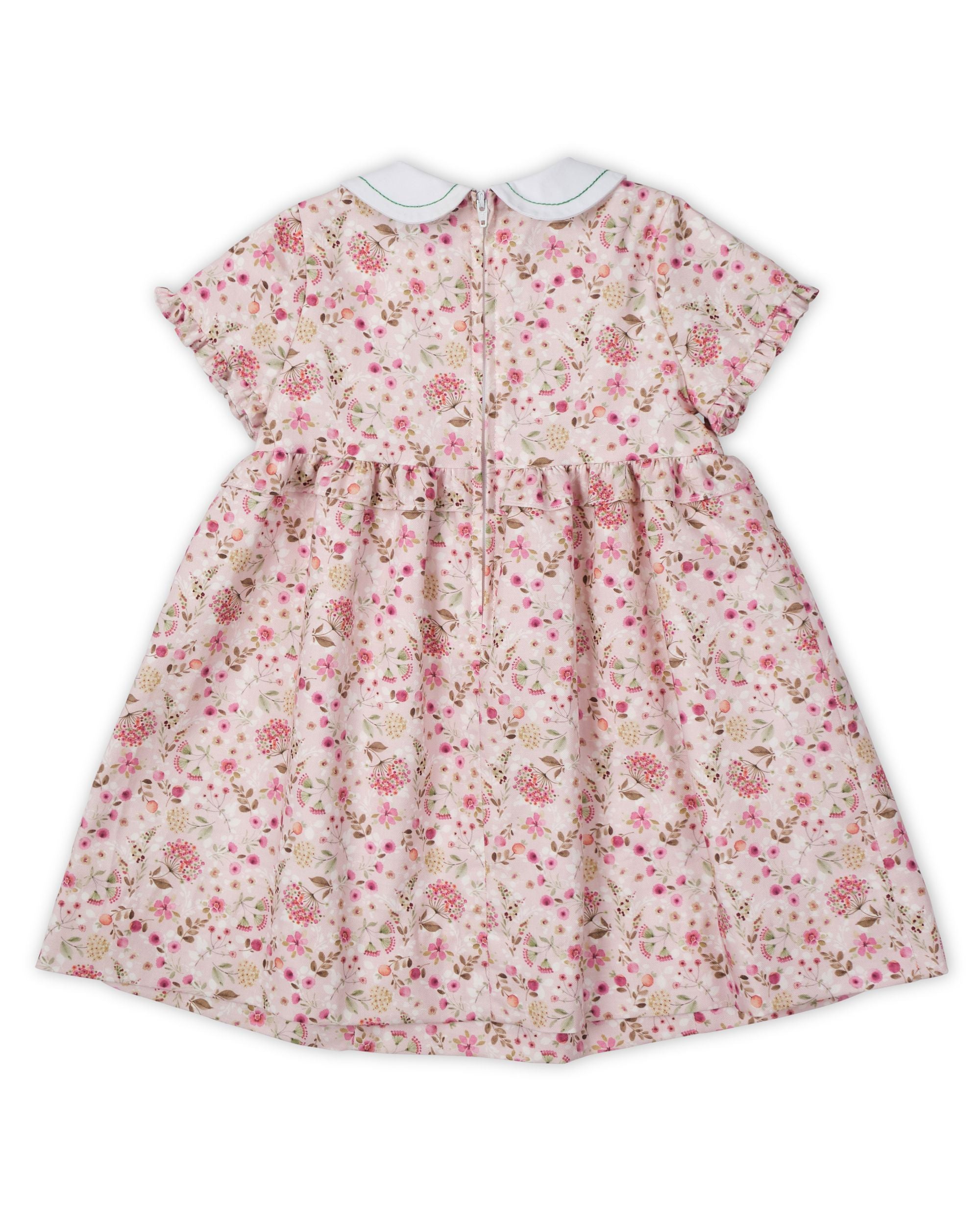 Floral Dress With Embroidered Collar