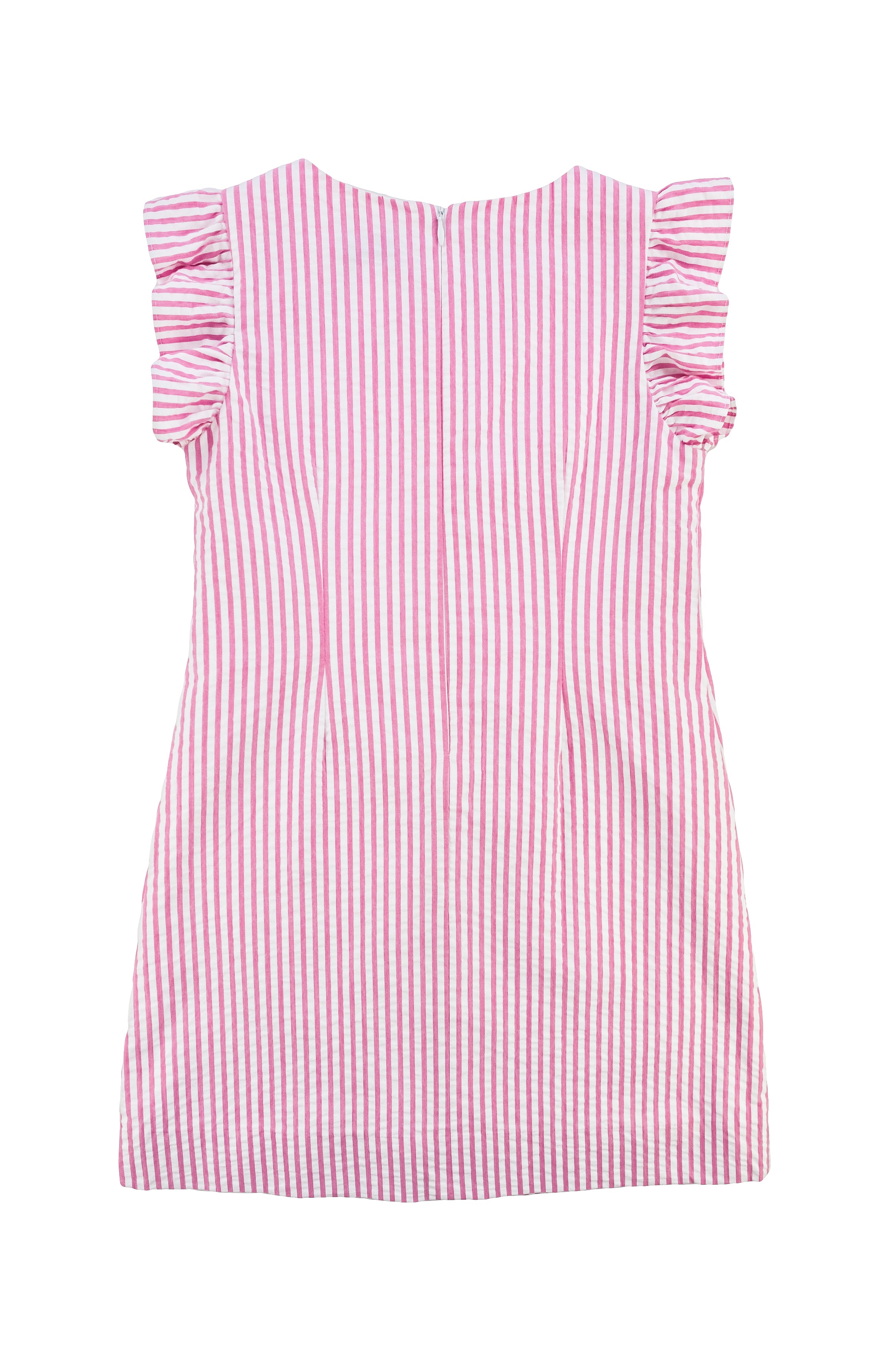Seersucker Flutter Sleeve Dress