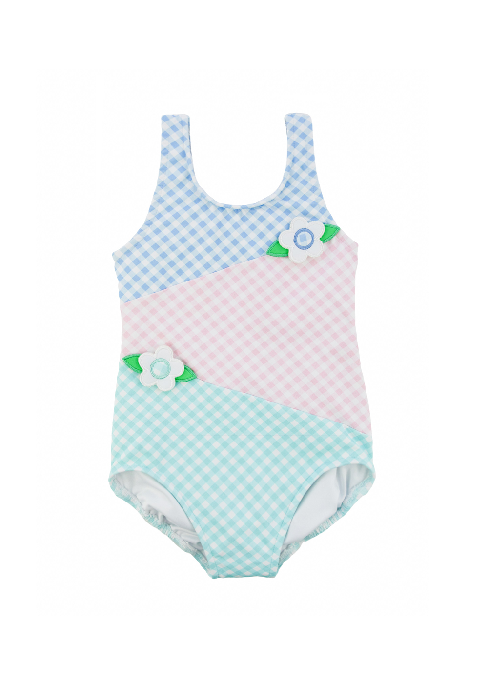Colorblock Gingham Tank With Flowers