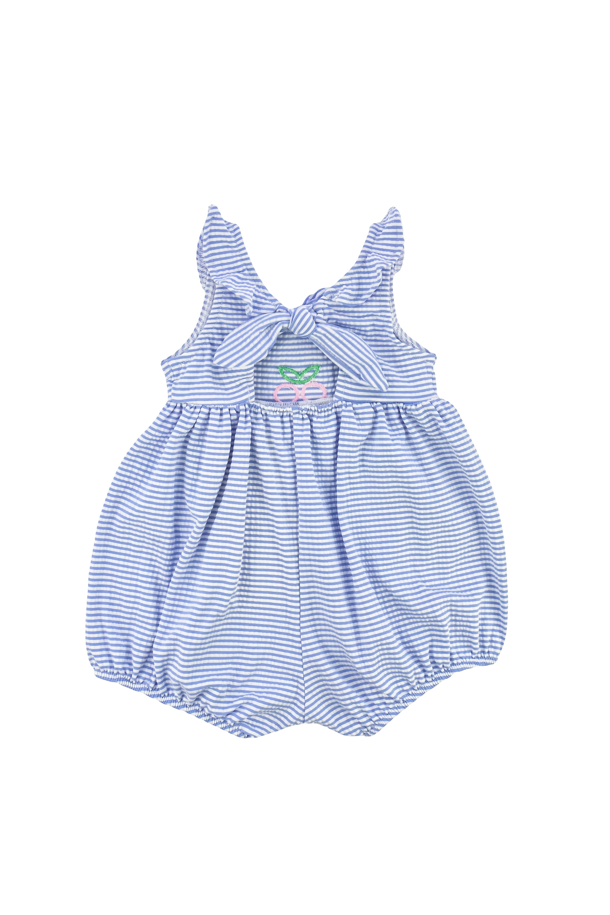 Seersucker Bubble Swimsuit With Cherries