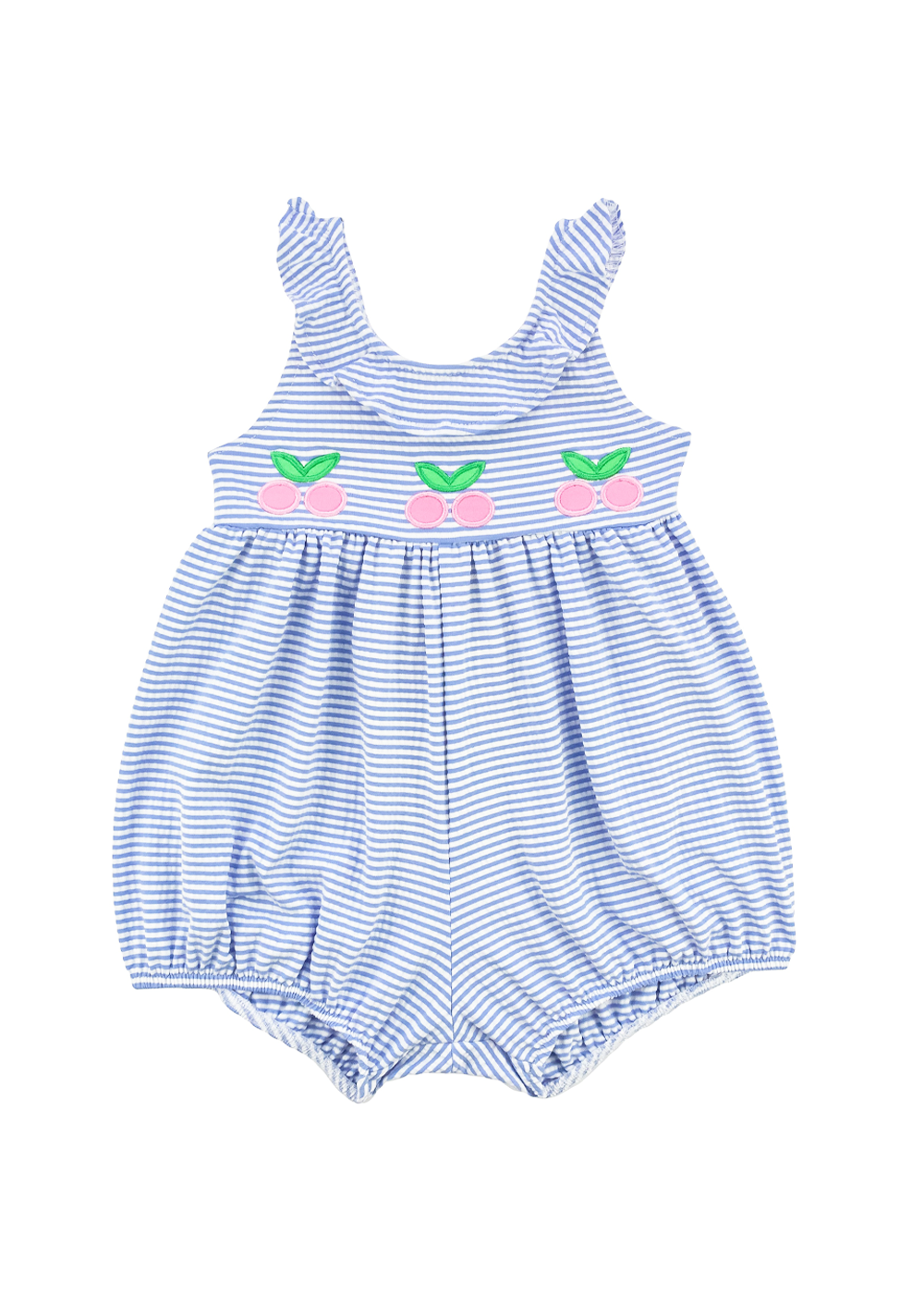 Seersucker Bubble Swimsuit With Cherries