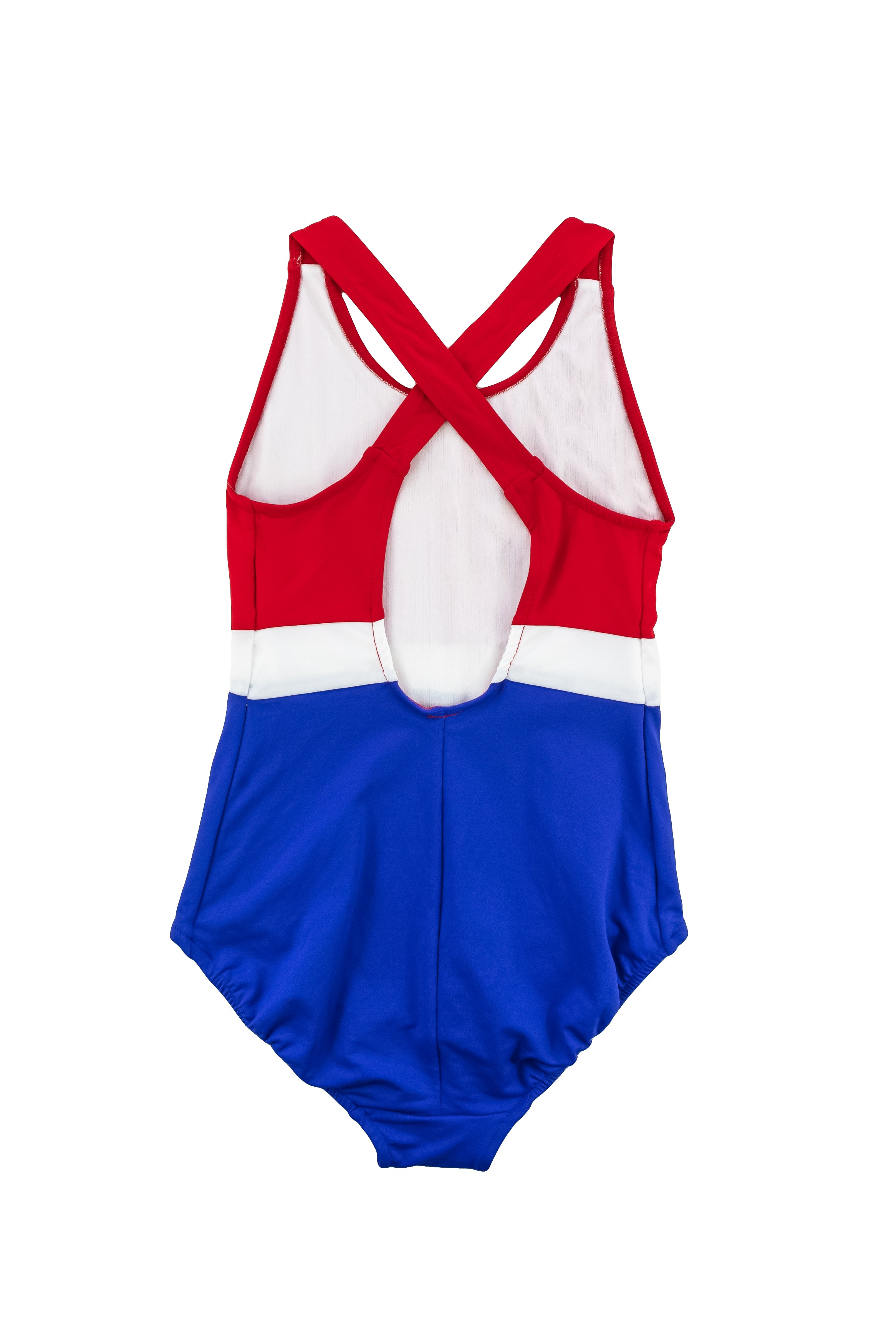 Red, White and Royal Color Block Tank Swimsuit
