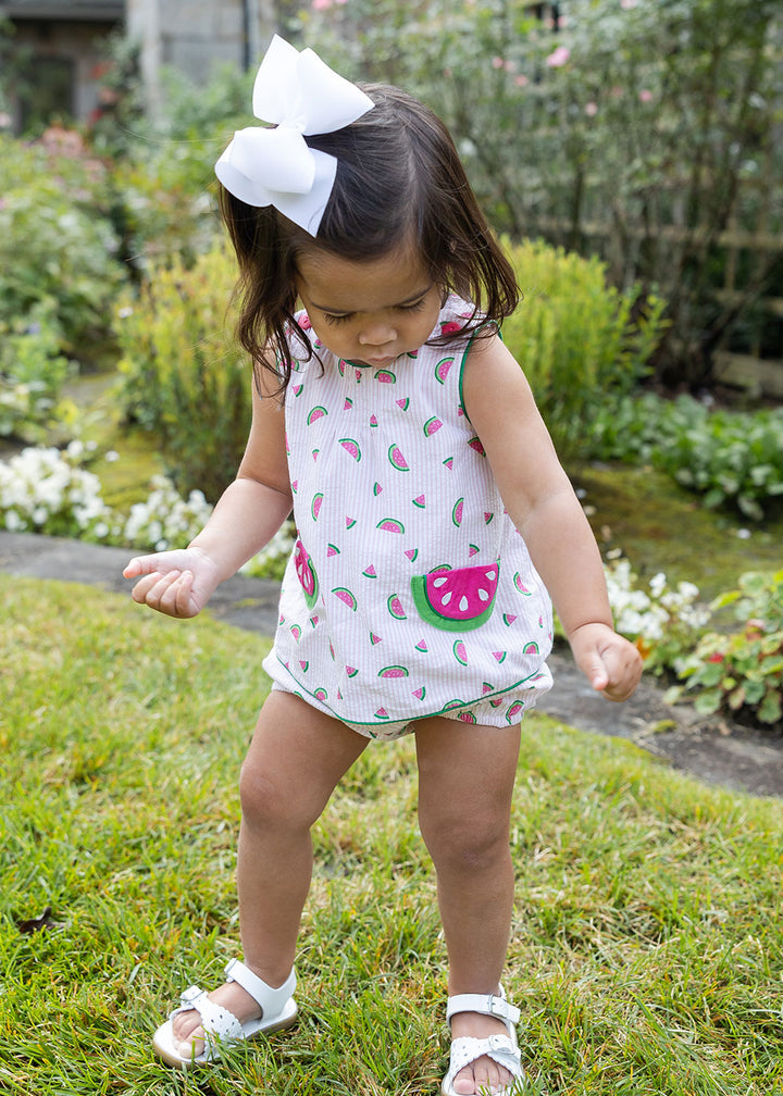 Printed Seersucker Top And Bloomer Set With Watermelons