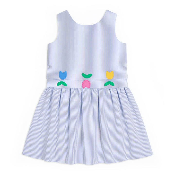 Seersucker Dress with Tulips 6X