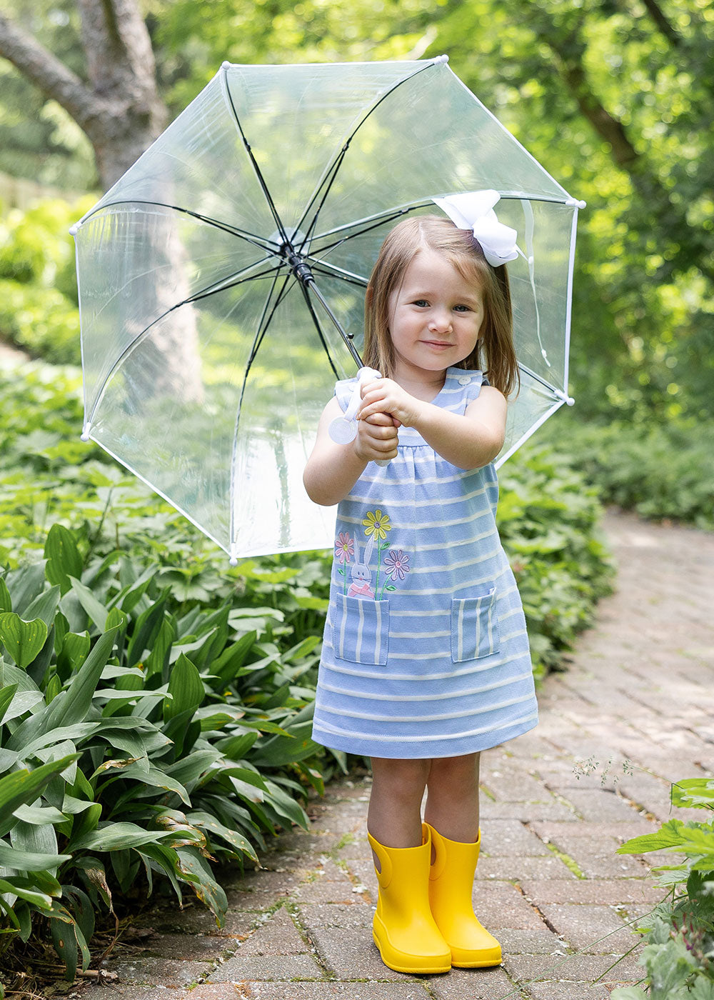 young girl wearing Stripe Knit Dress