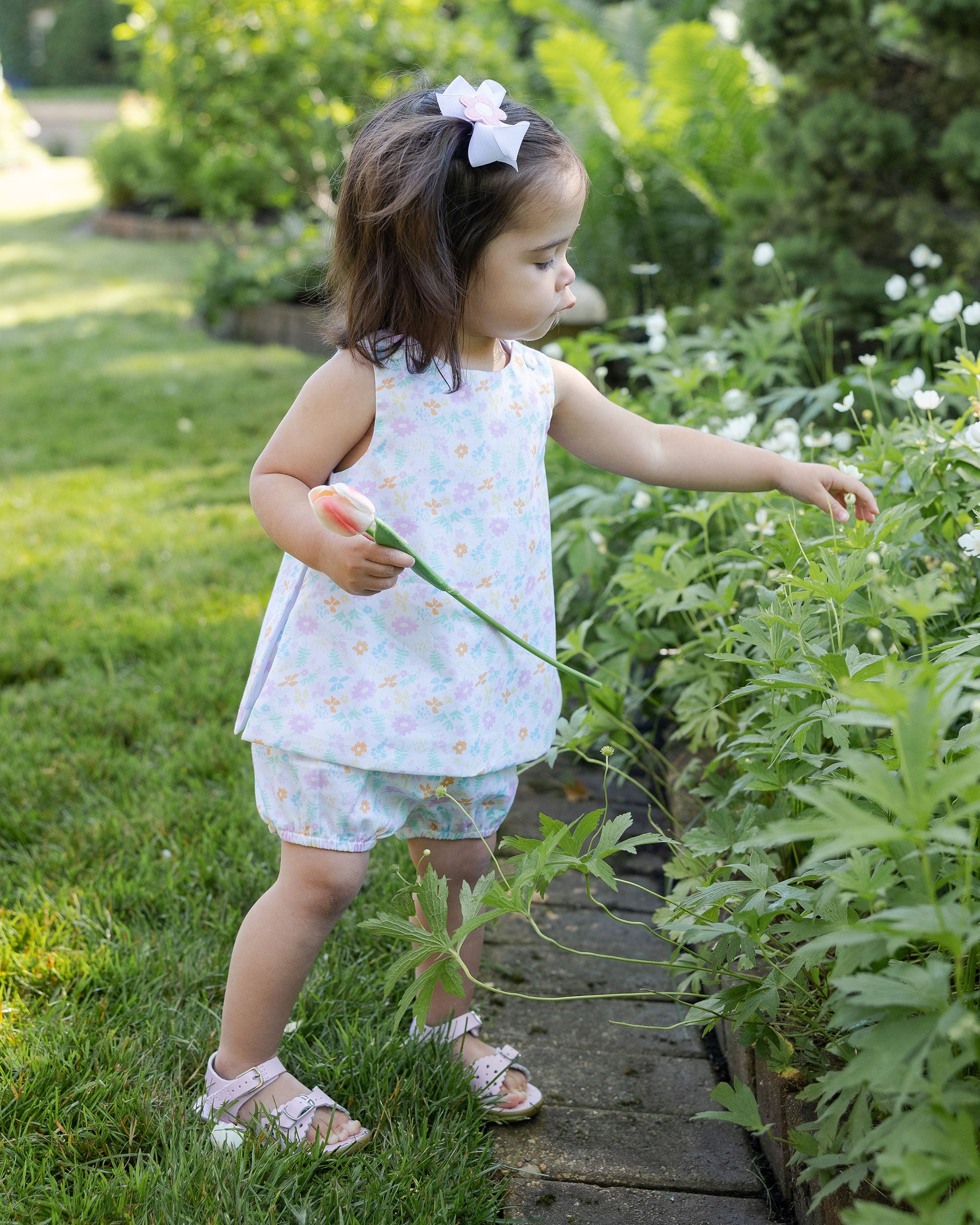 toddler girl in Printed Pique Dress & Bloomer