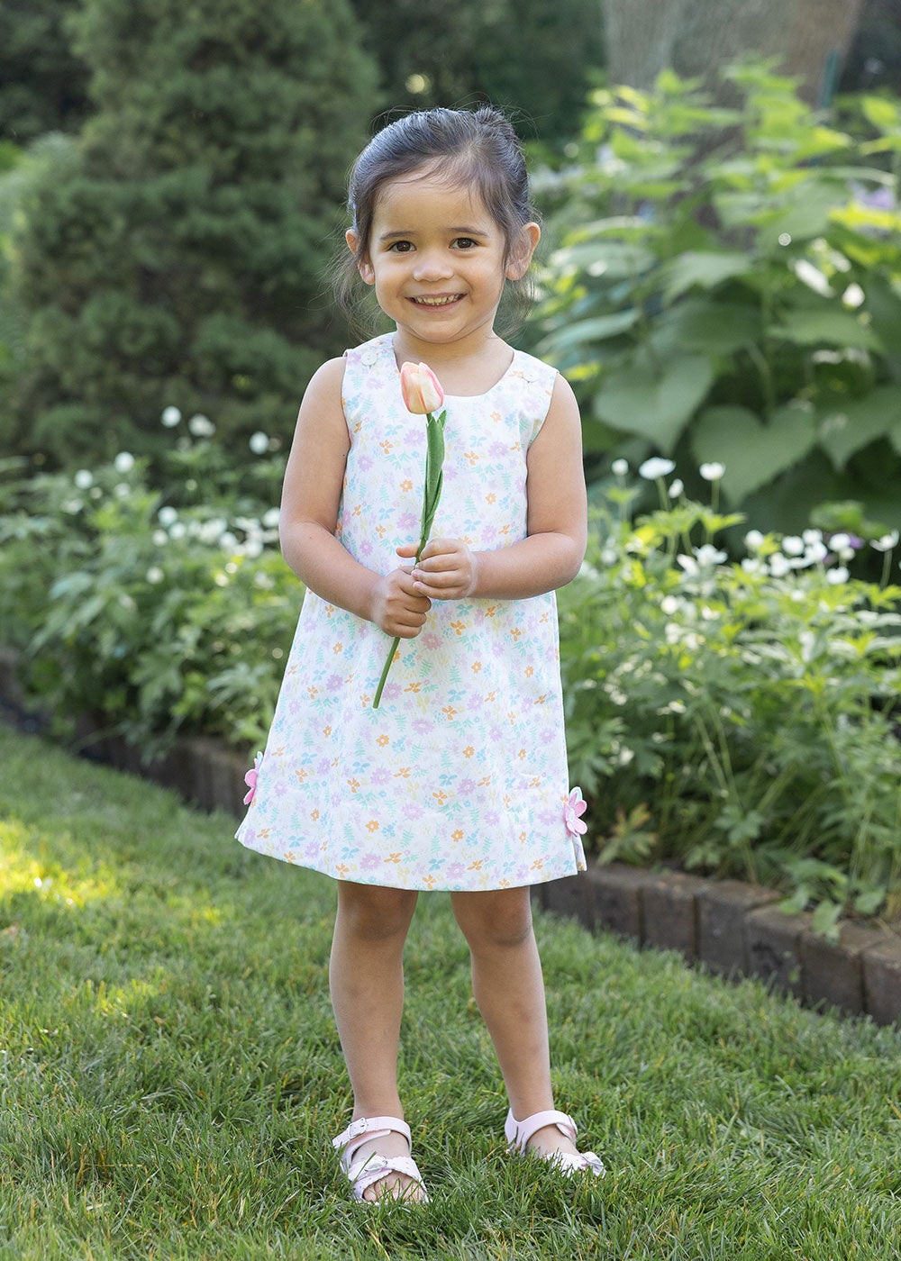 young girl in Printed Pique Dress