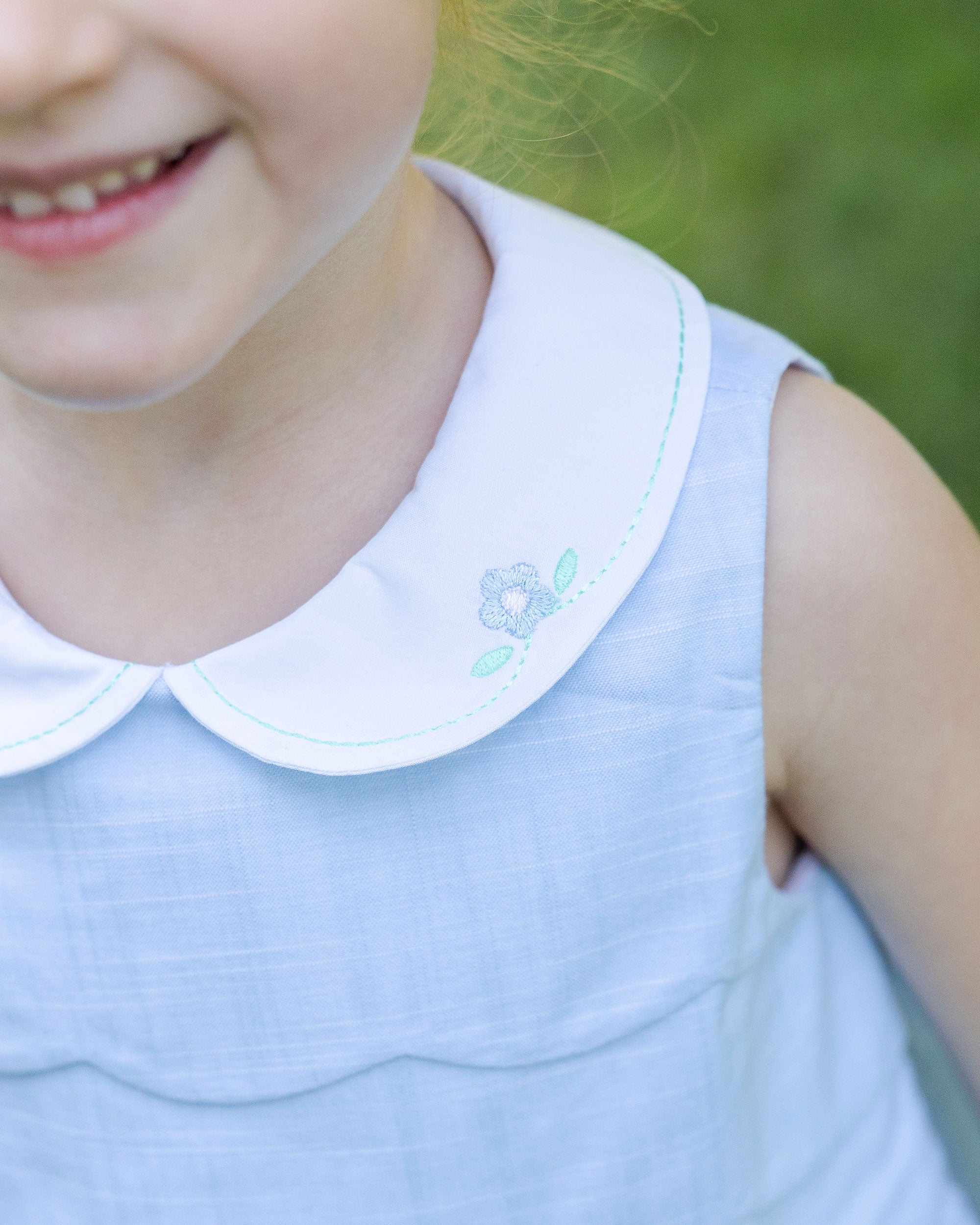 closeup of embroidered collar