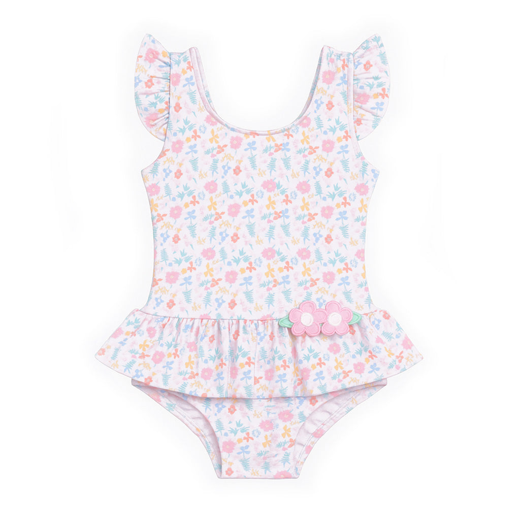 Floral Print Swimsuit With Flowers