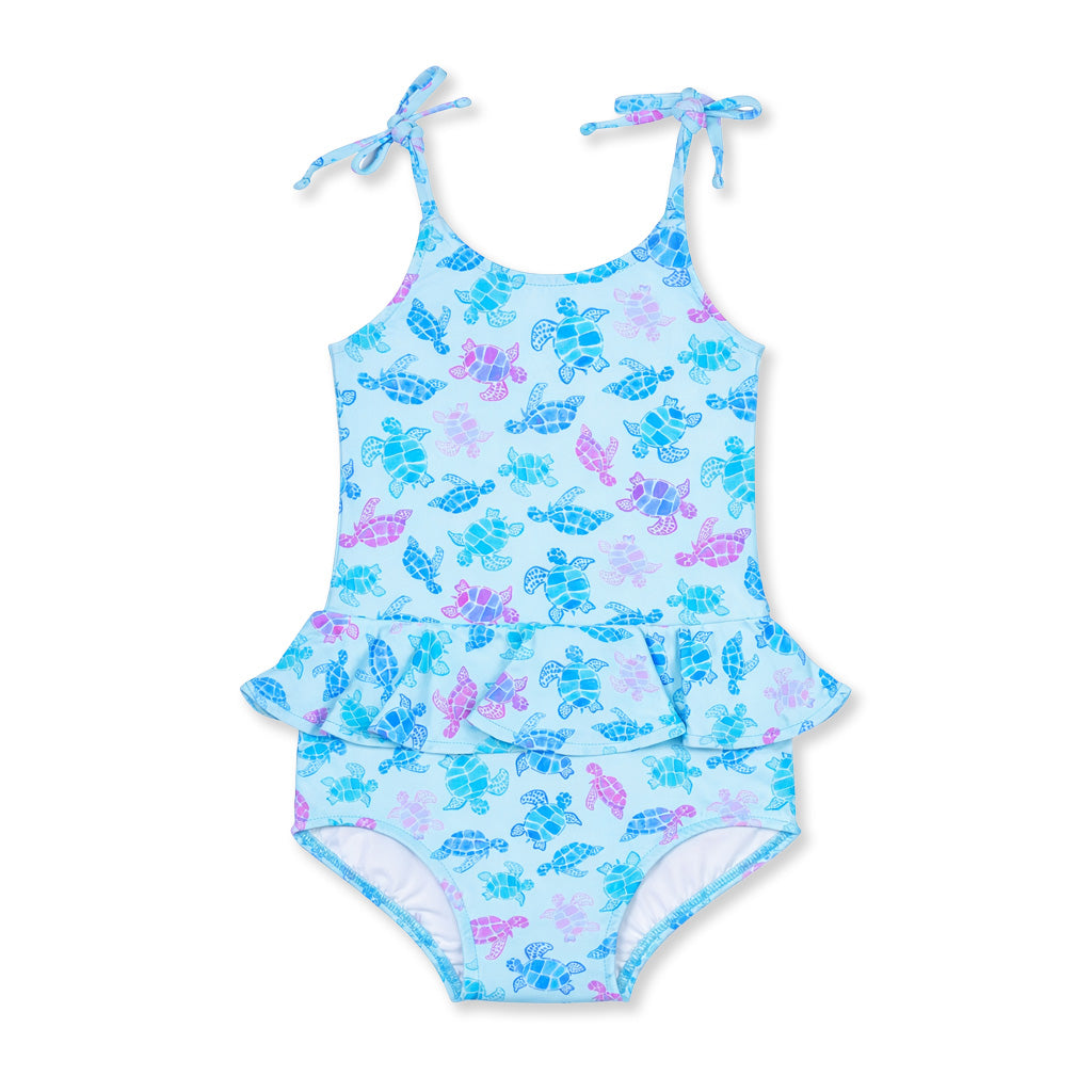 Turtle Print Skirted Swimsuit