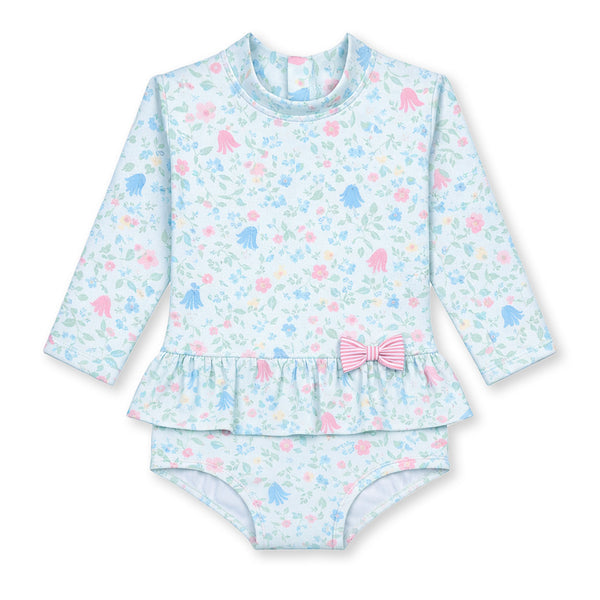 Floral Print One Piece Rashguard with Bow – Florence Eiseman