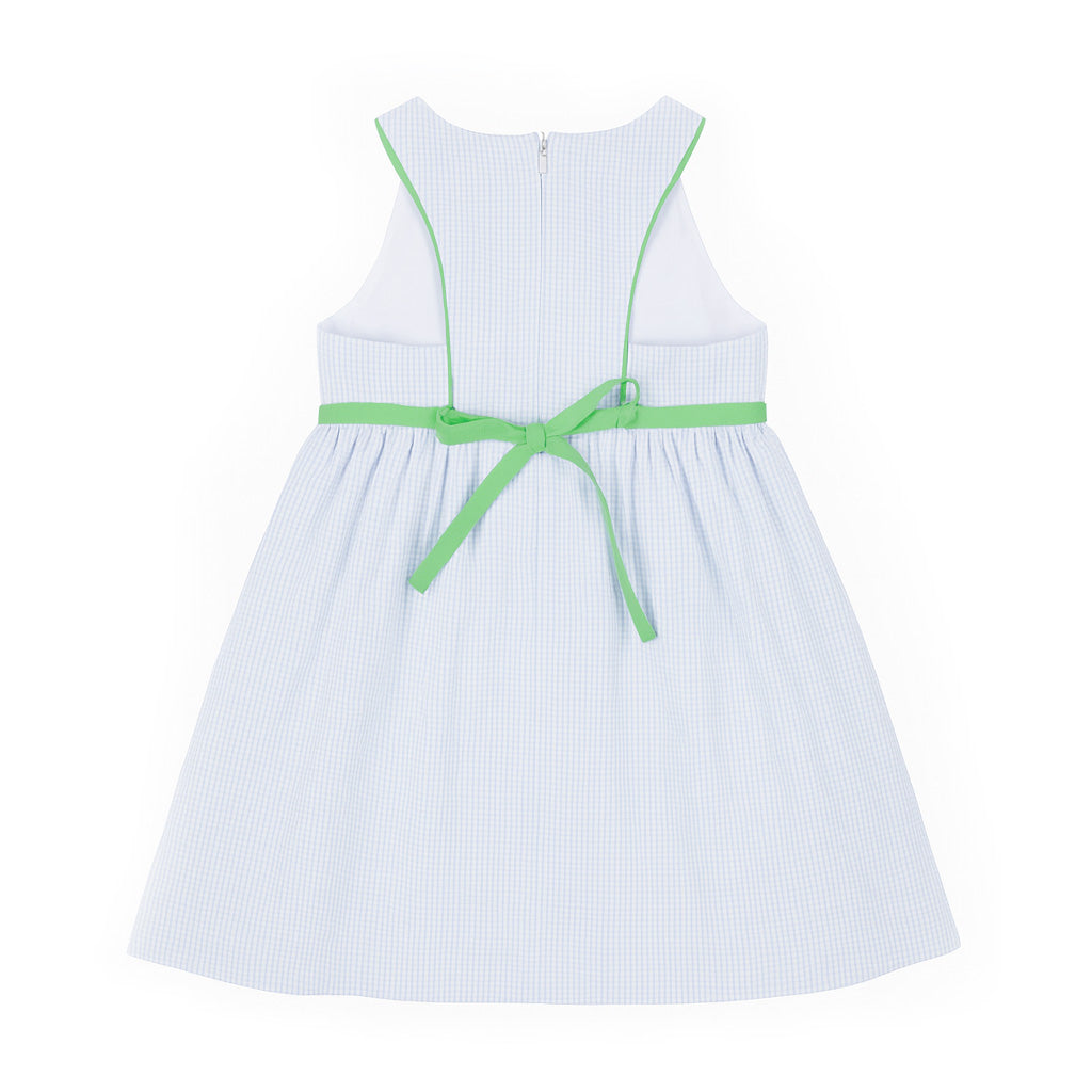 Check Seersucker Dress with Golf Cart