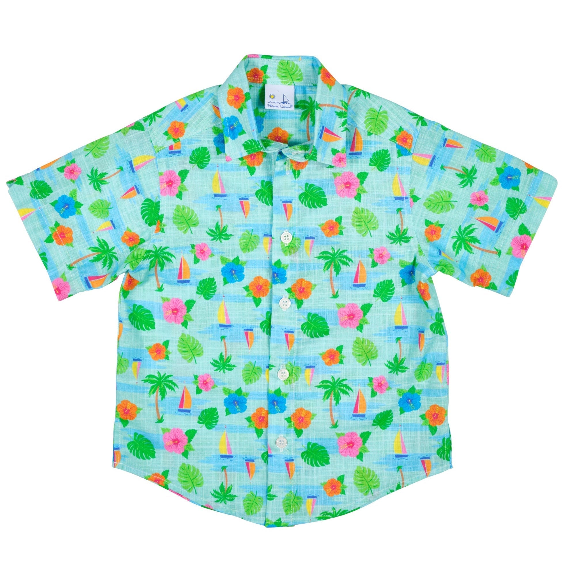 Printed Linen Look Camp Shirt