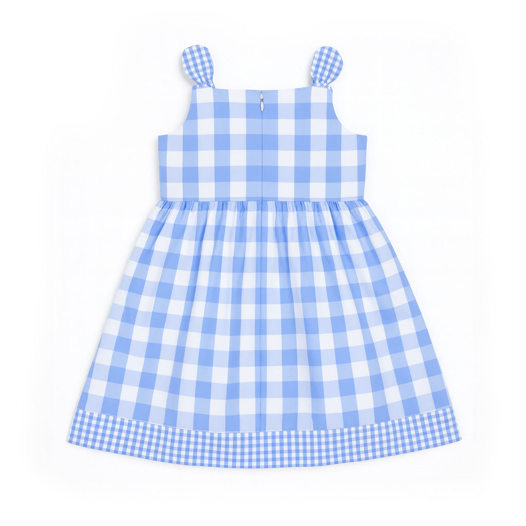 Gingham Dress With Flower Cherries