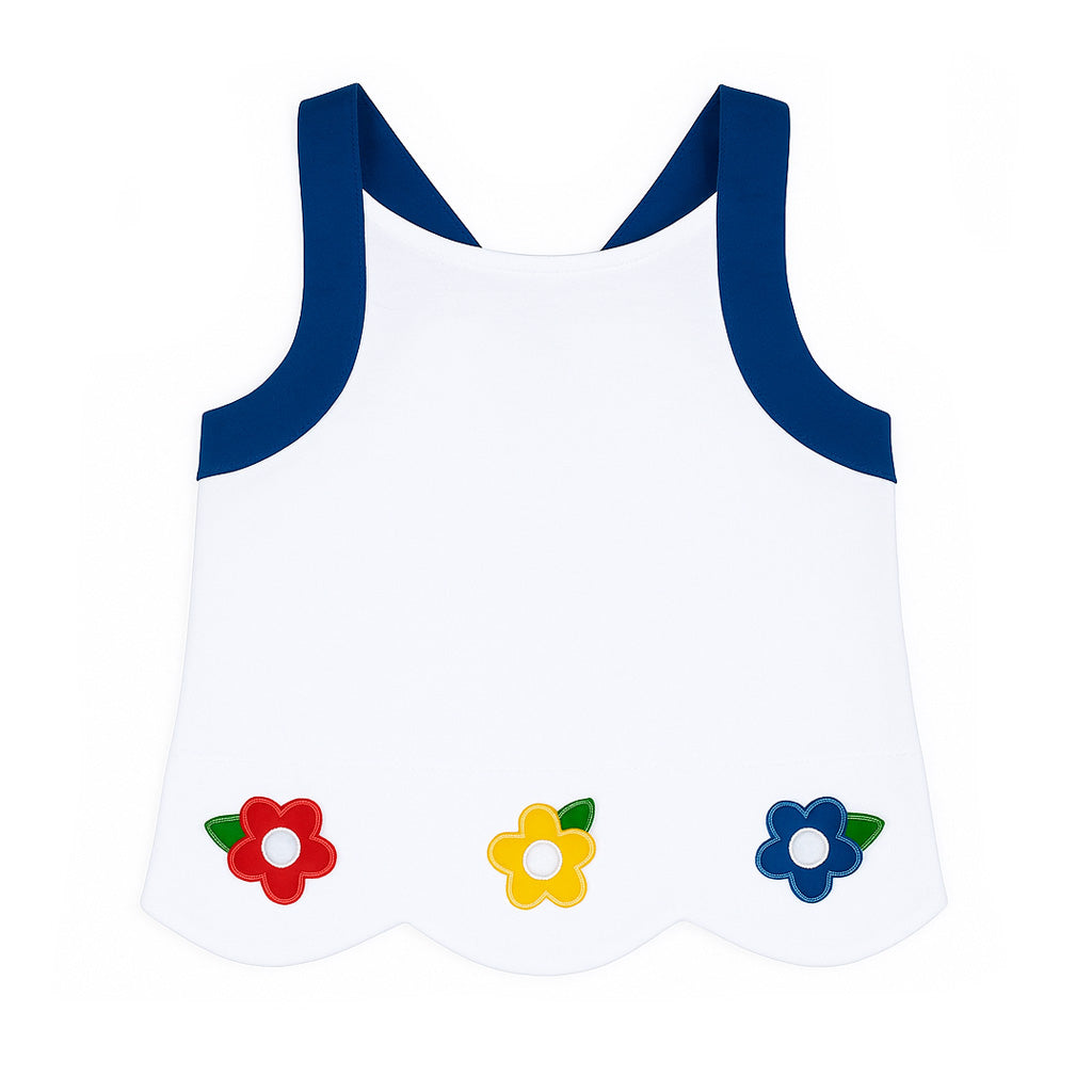 Knit Top With Scallop Hem And Flowers – Florence Eiseman