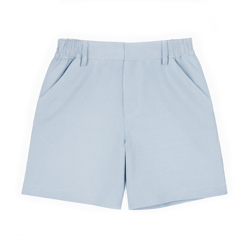 Light blue shorts on a white background