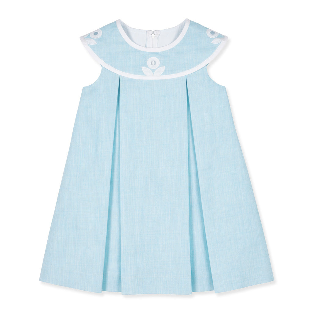 Linen Look Dress With Vintage Flower