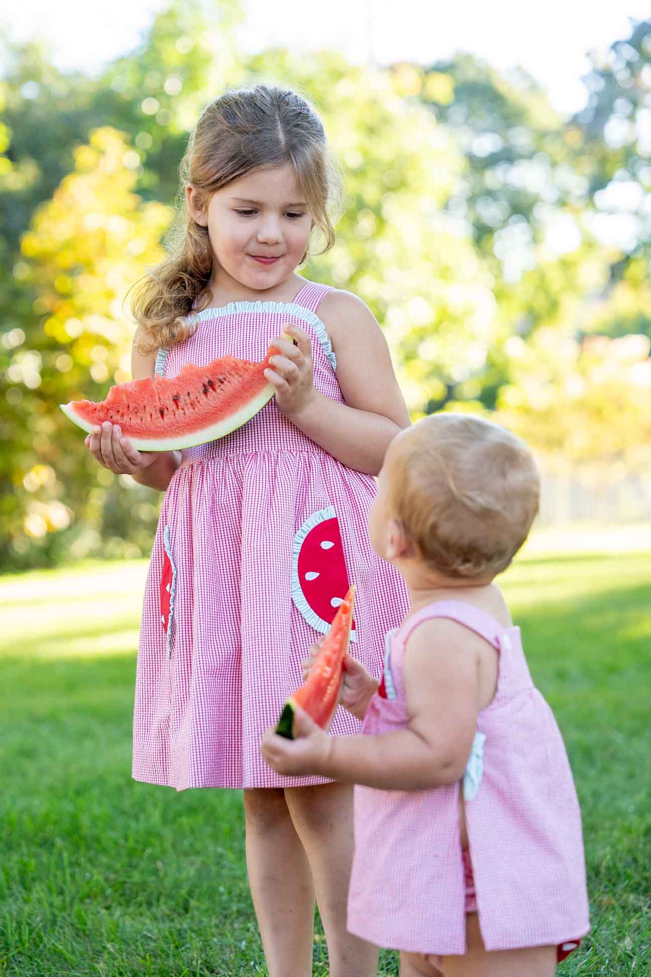 Check Seersucker Dress With Watermelon
