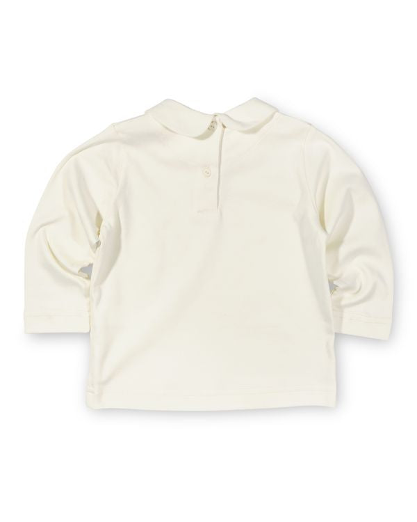 Knit Long Sleeve Blouse With Embroidered Flowers