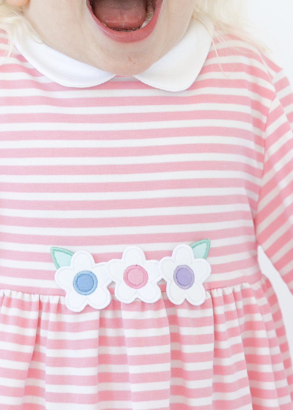 Stripe Knit Dress With Flowers