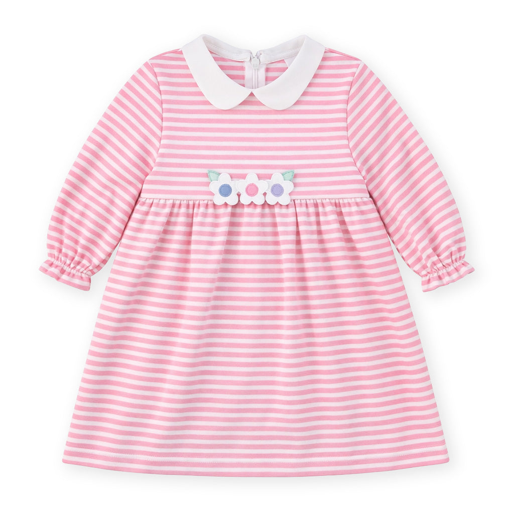Stripe Knit Dress With Flowers