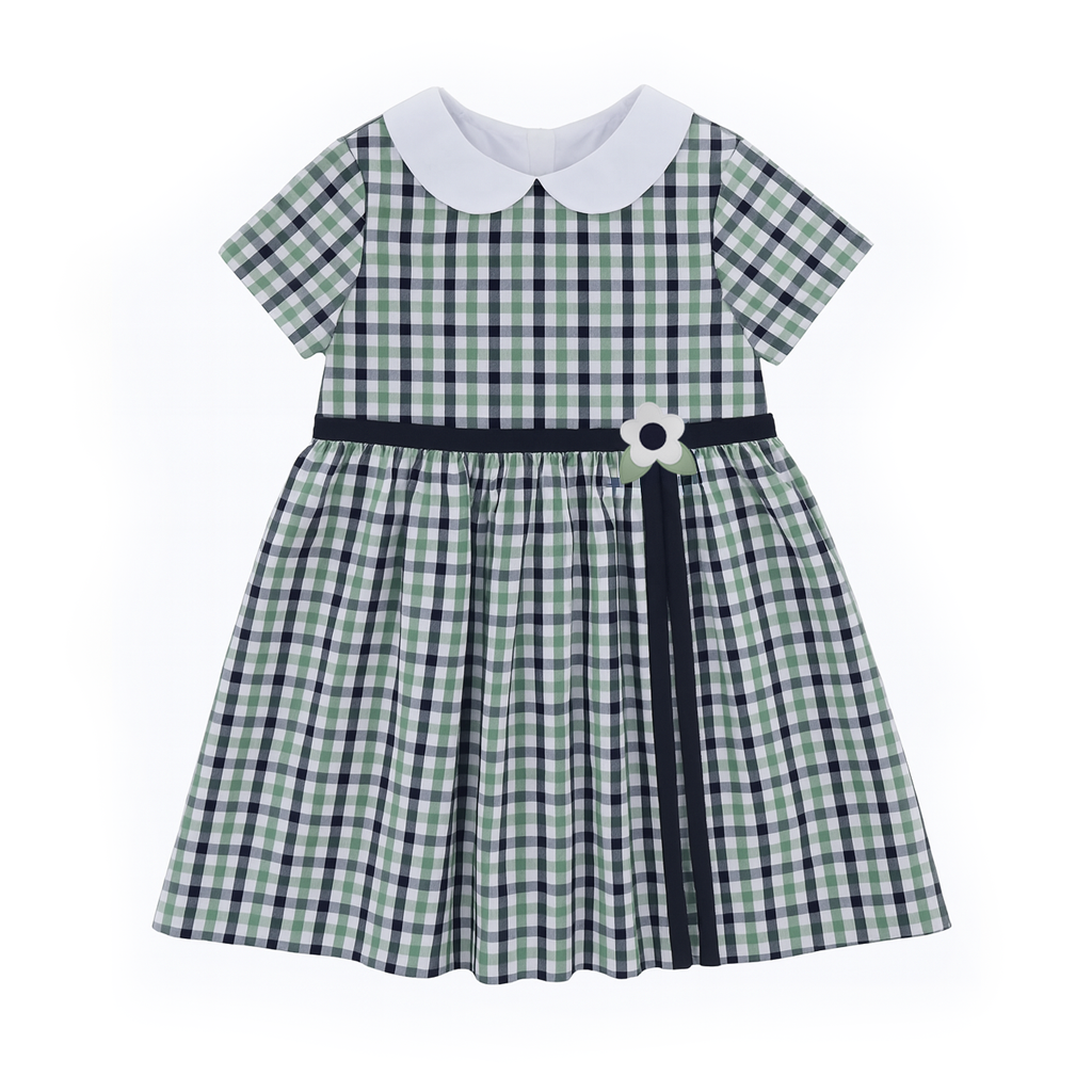 Gingham Dress With Flower
