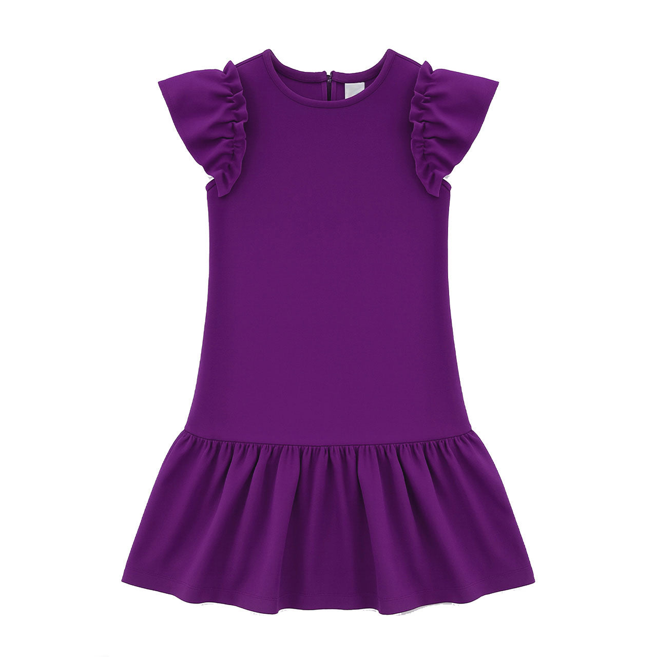 Crepe Scuba Dress With Ruffle Sleeve