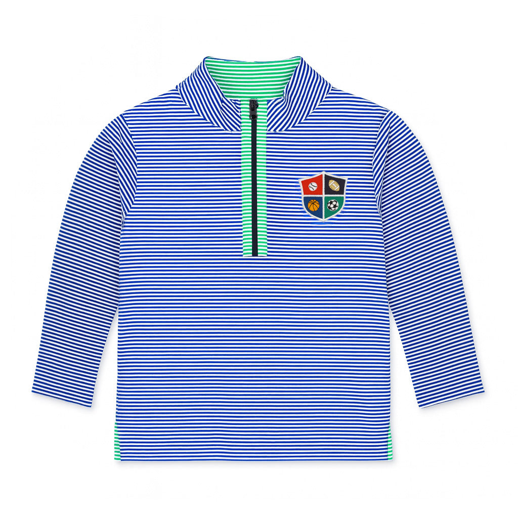 Stripe Performance Knit Half Zip With Sports Crest