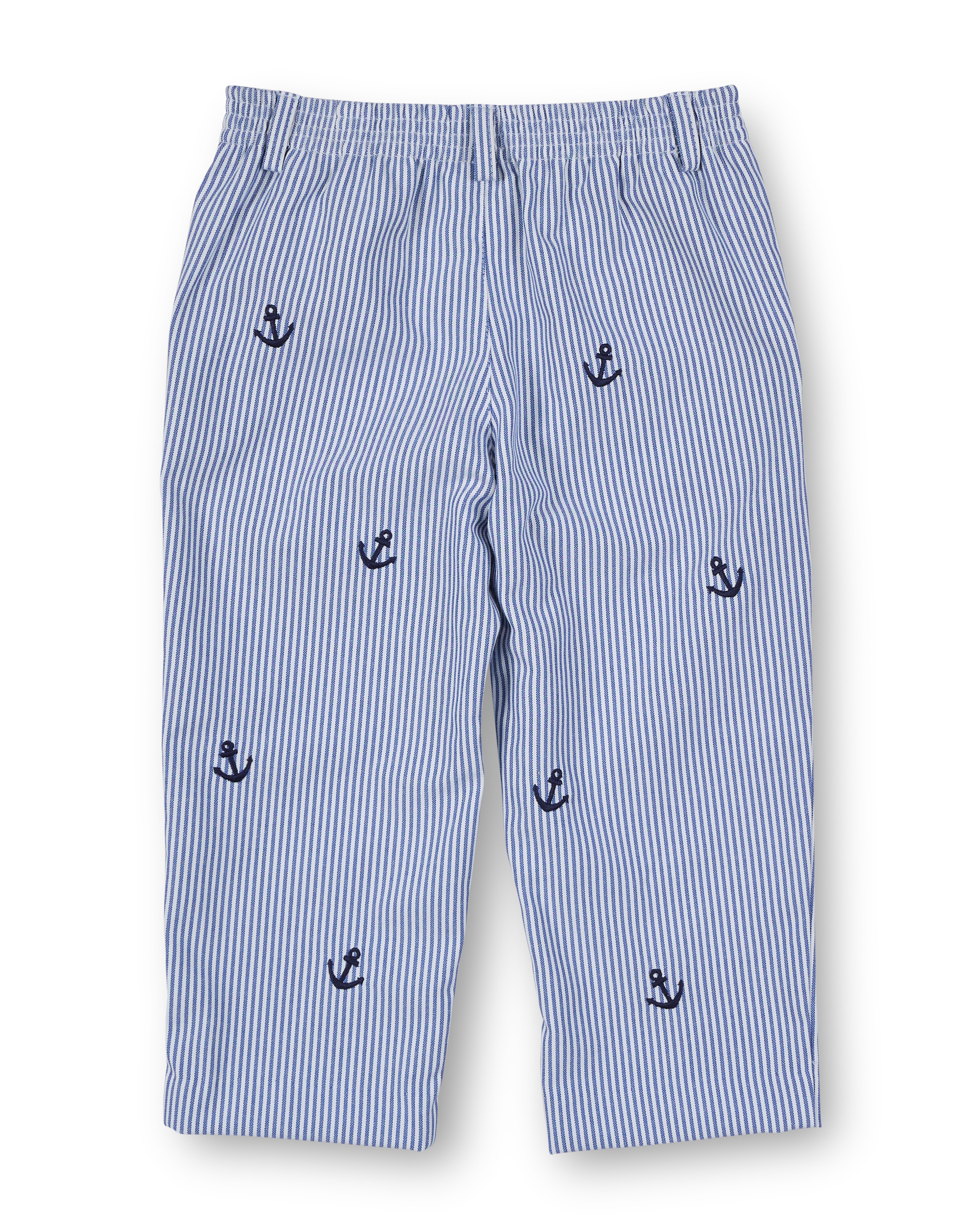Stripe Fake Fly Pants With Anchors