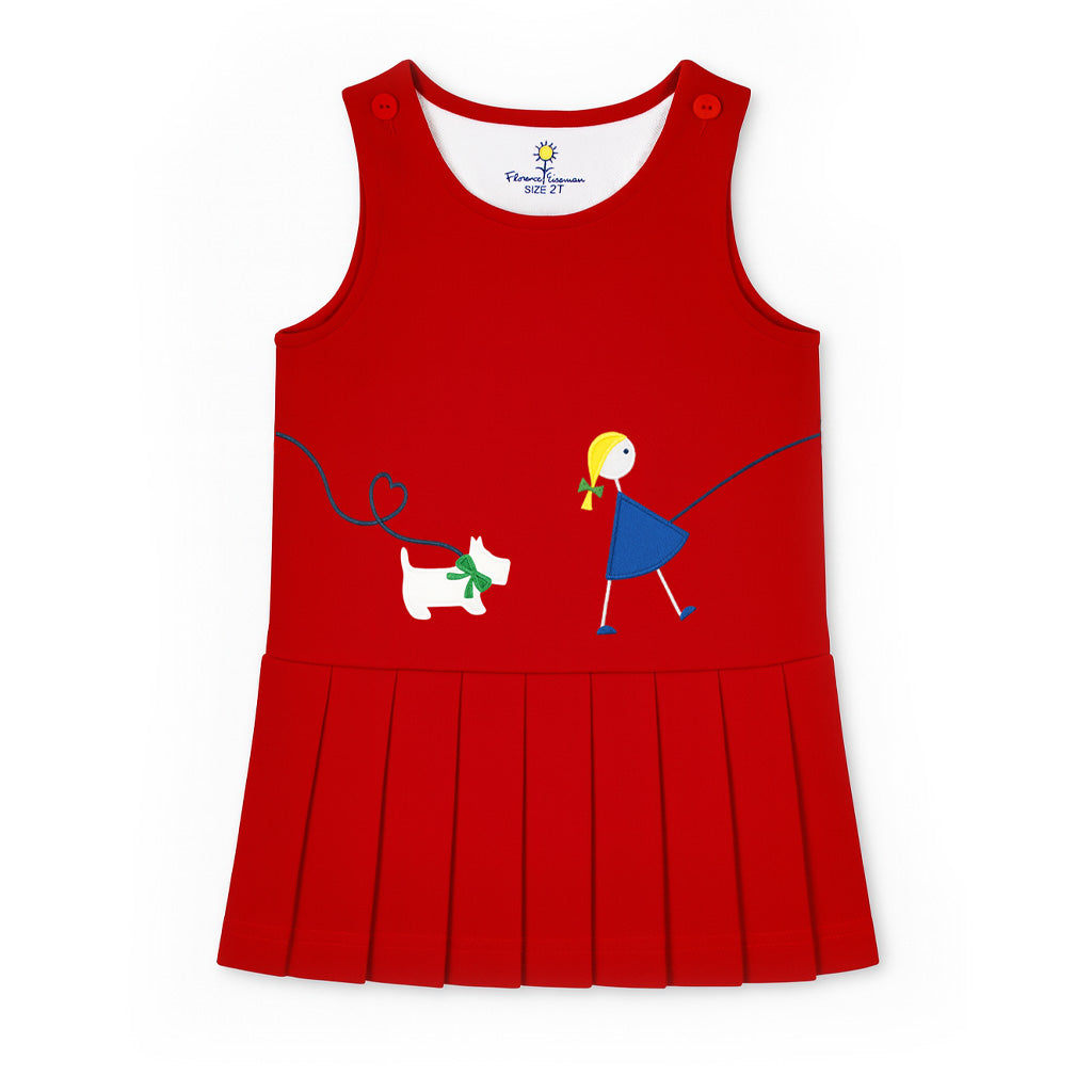 Pique Knit Jumper With Girl Walking Dog